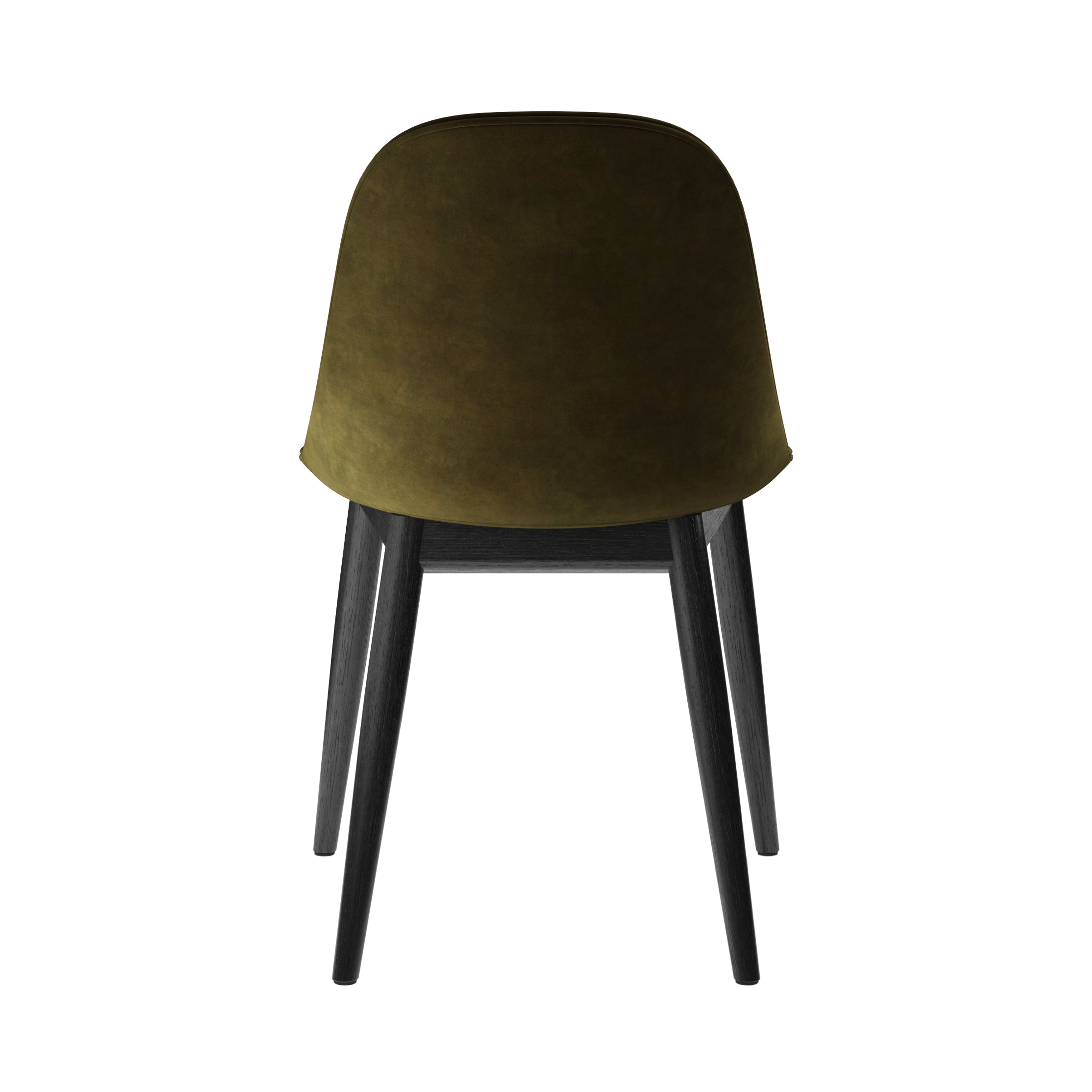 Harbour Side Chair: Wood Base Upholstered + Black Oak + Champion 035