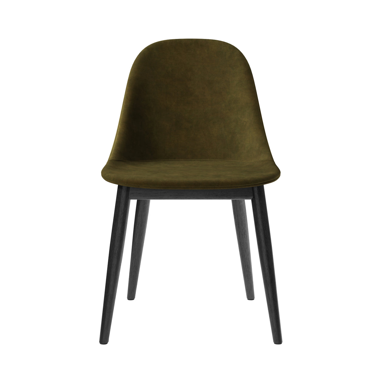 Harbour Side Chair: Wood Base Upholstered + Black Oak + Champion 035