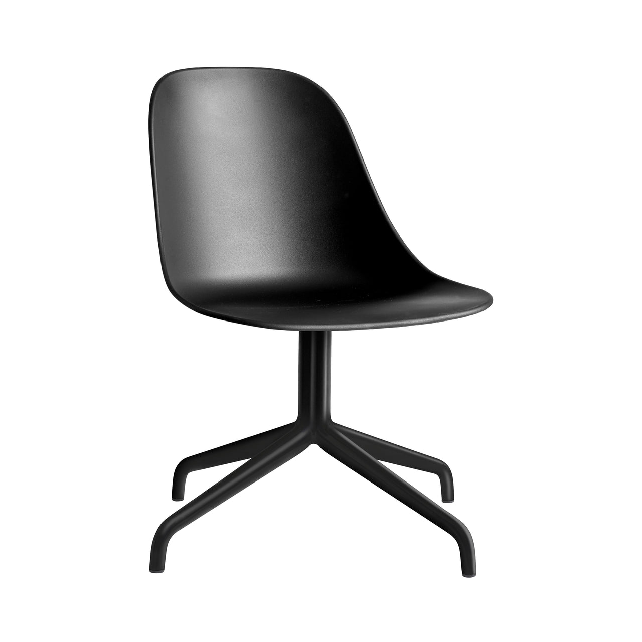 Harbour Swivel Side Chair: Black Steel + Black