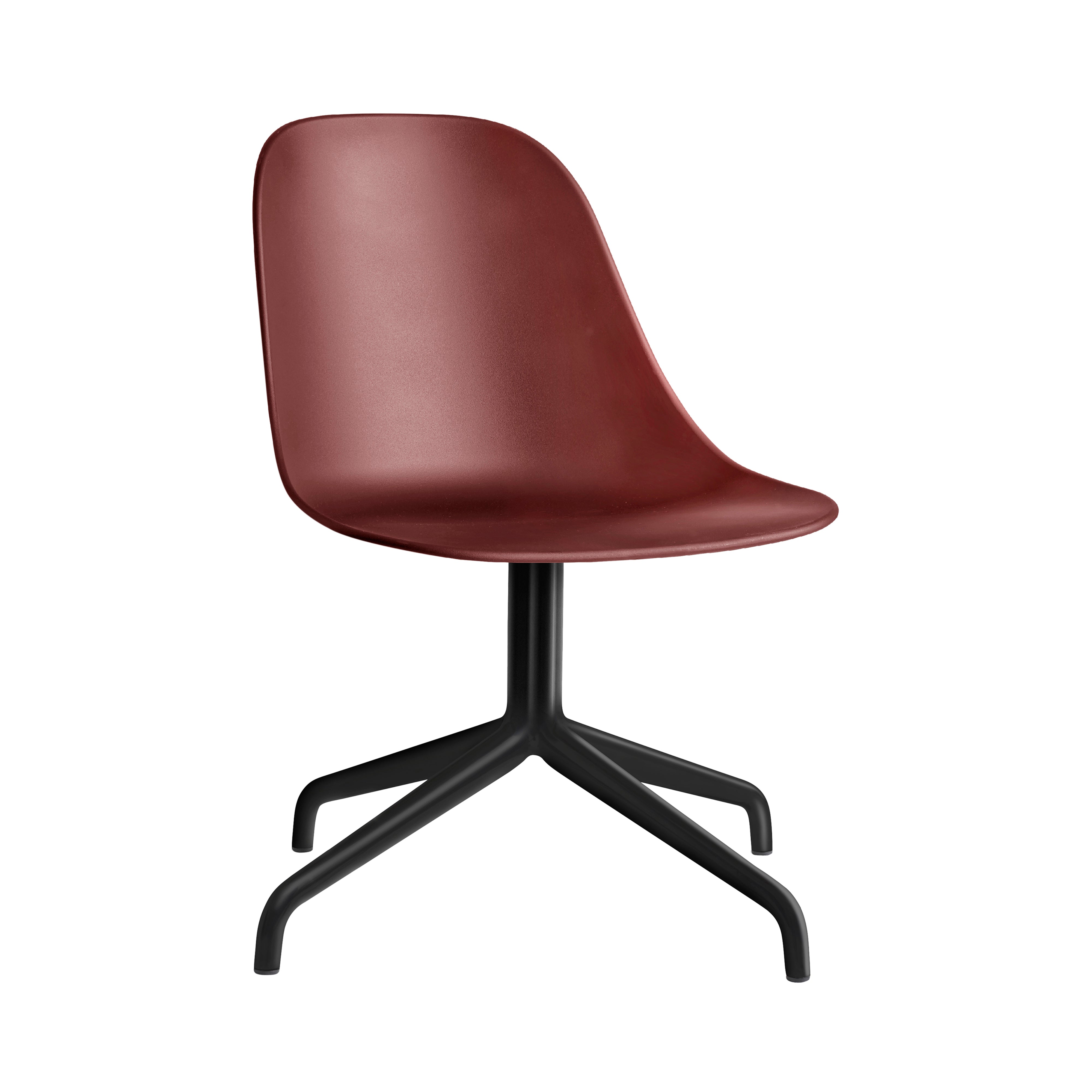 Harbour Swivel Side Chair: Black Steel + Burned Red