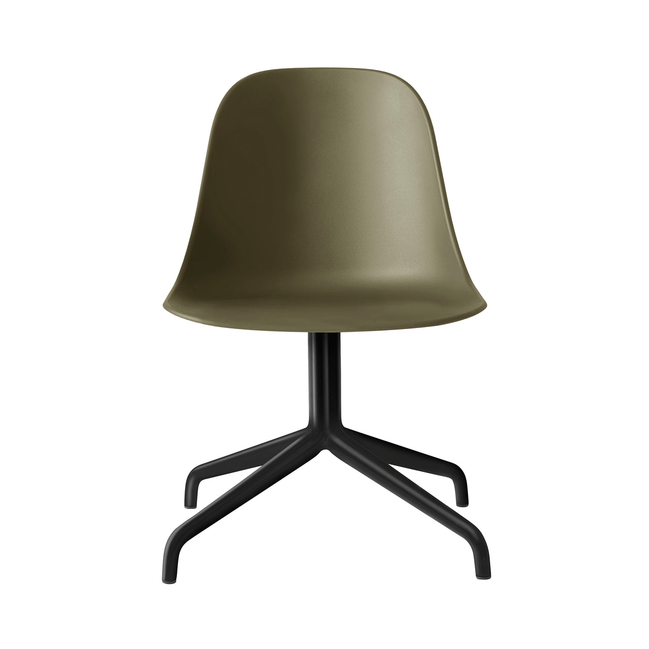 Harbour Swivel Side Chair: Black Steel + Olive