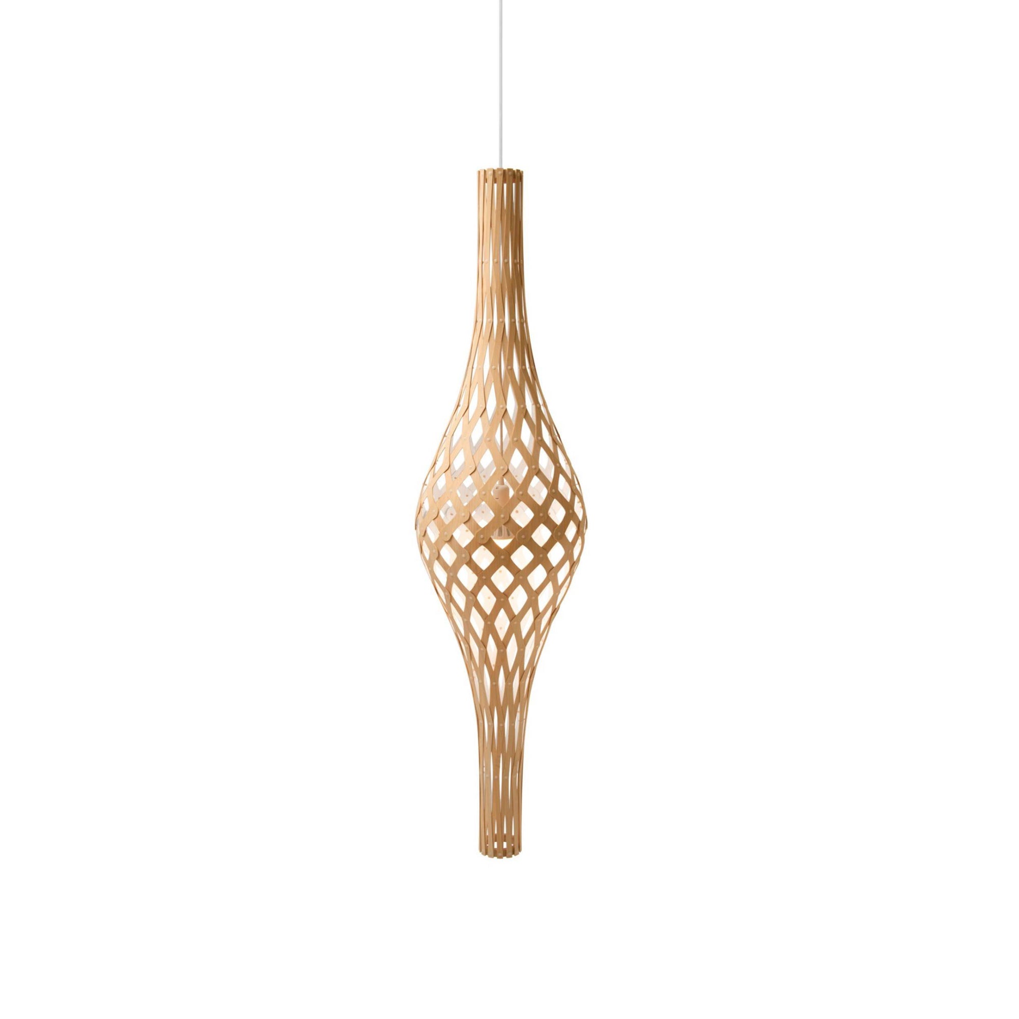 Nikau Full Pendant Light: Bamboo + White + White