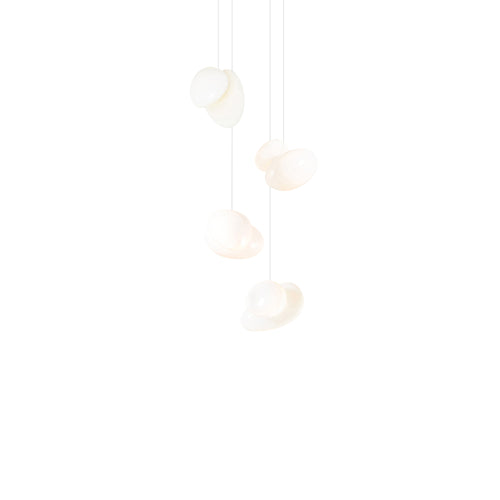 Pebble Chandelier 4: Cluster + Pearl + White Sandtex