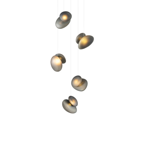 Pebble Chandelier 5: Cluster + Slate + White Sandtex