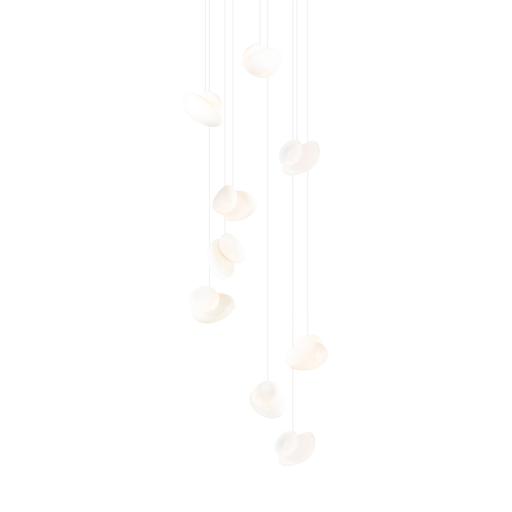 Pebble Chandelier 9: Cluster + Pearl + White Sandtex