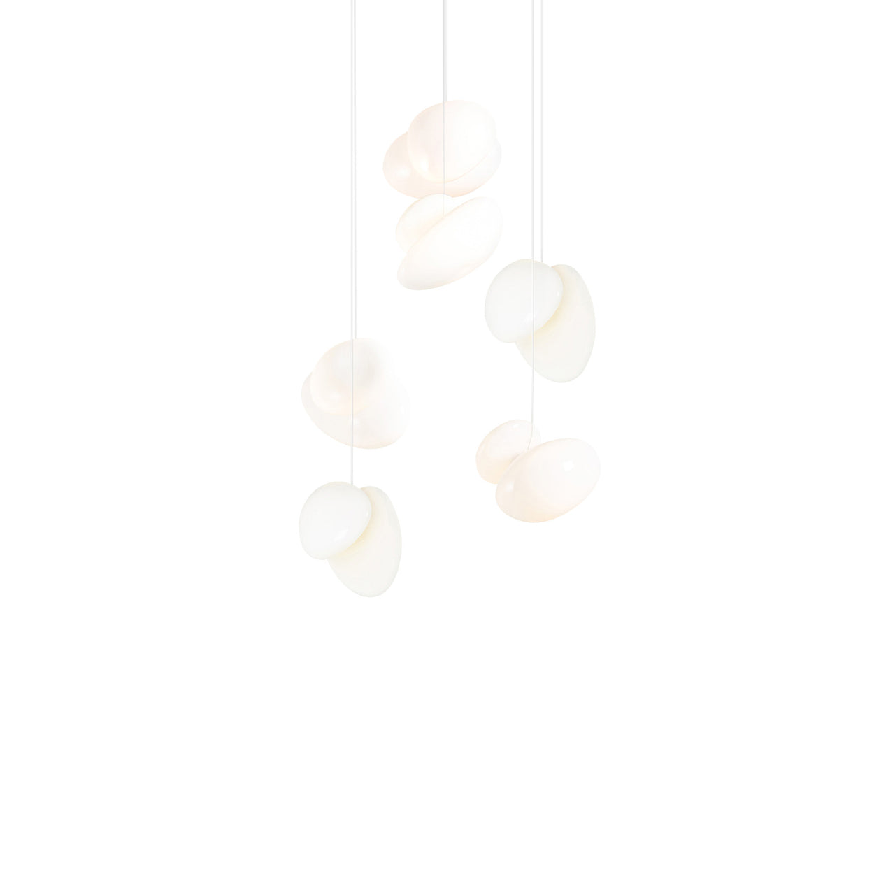 Pebble Chandelier 6: Double Helix + Pearl + White Sandtex