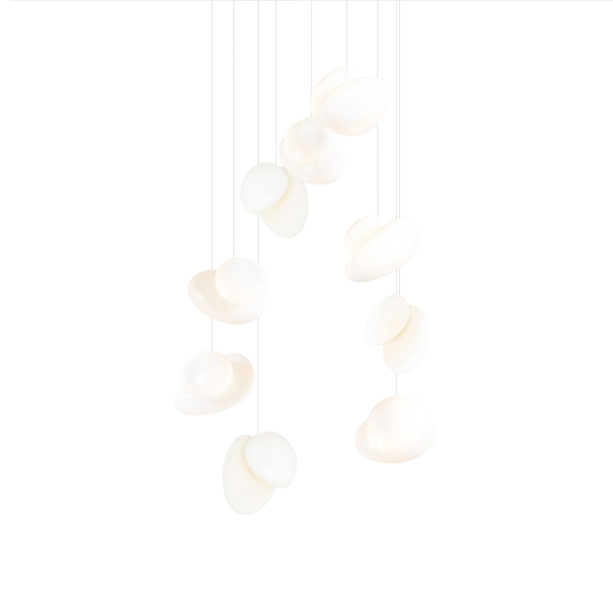 Pebble Chandelier 9: Double Helix + Pearl + White Sandtex