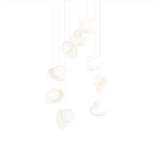 Pebble Chandelier 9: Double Helix + Pearl + White Sandtex