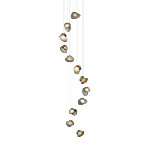 Pebble Chandelier 12: Helix + Slate + White Sandtex