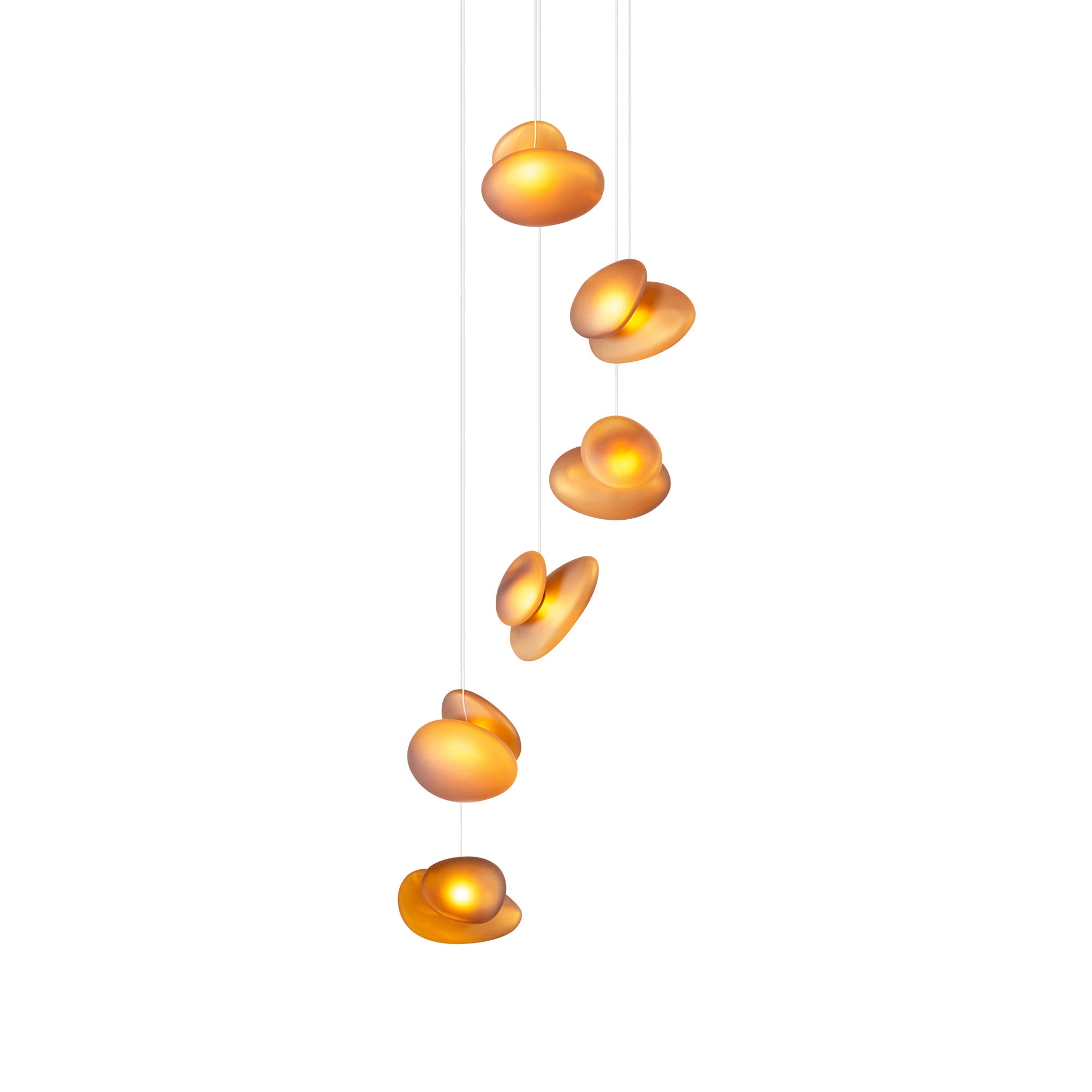 Pebble Chandelier 6: Helix + Citrine + White Sandtex