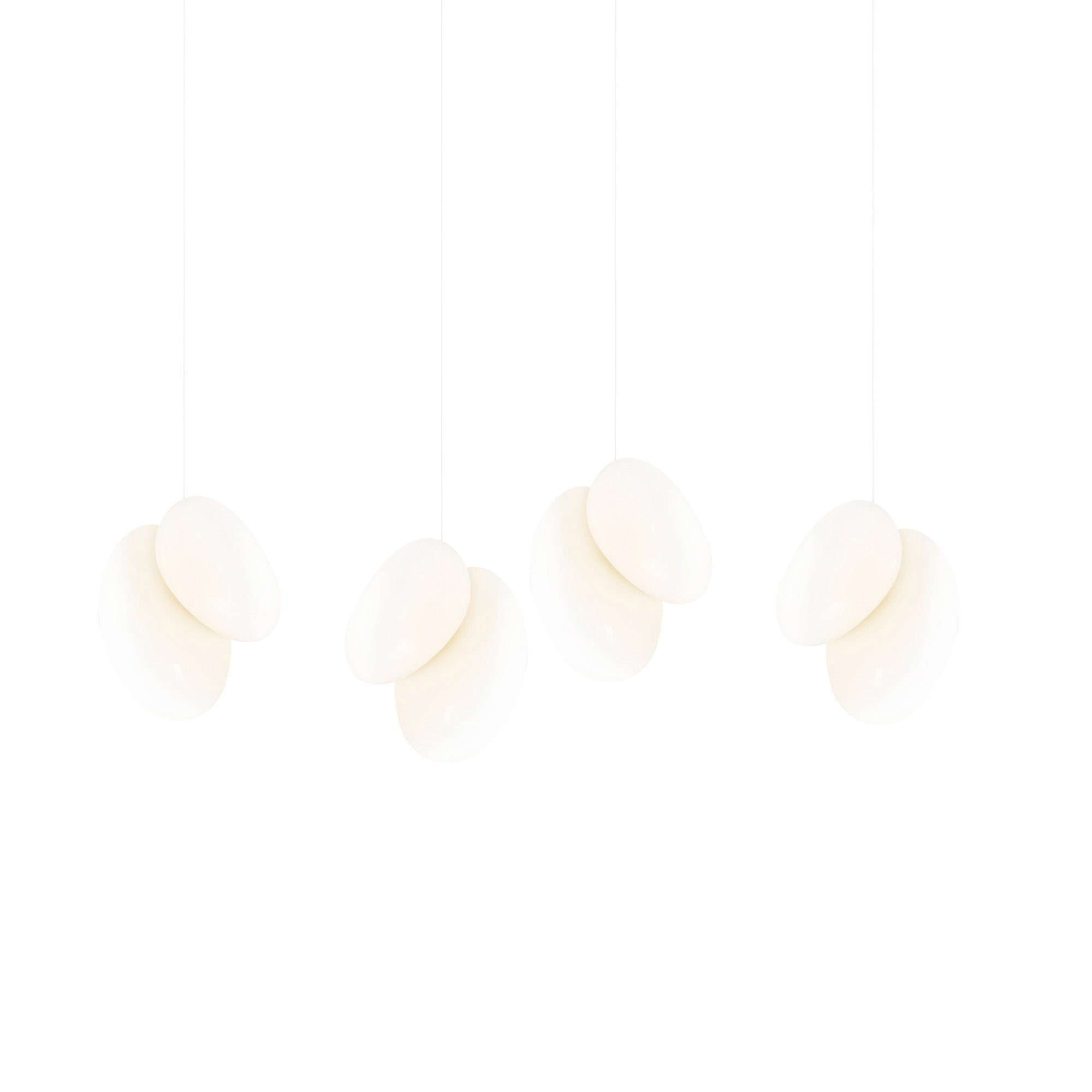 Pebble Linear 4 Pendant Light: A + Pearl + Pearl + White Sandtex