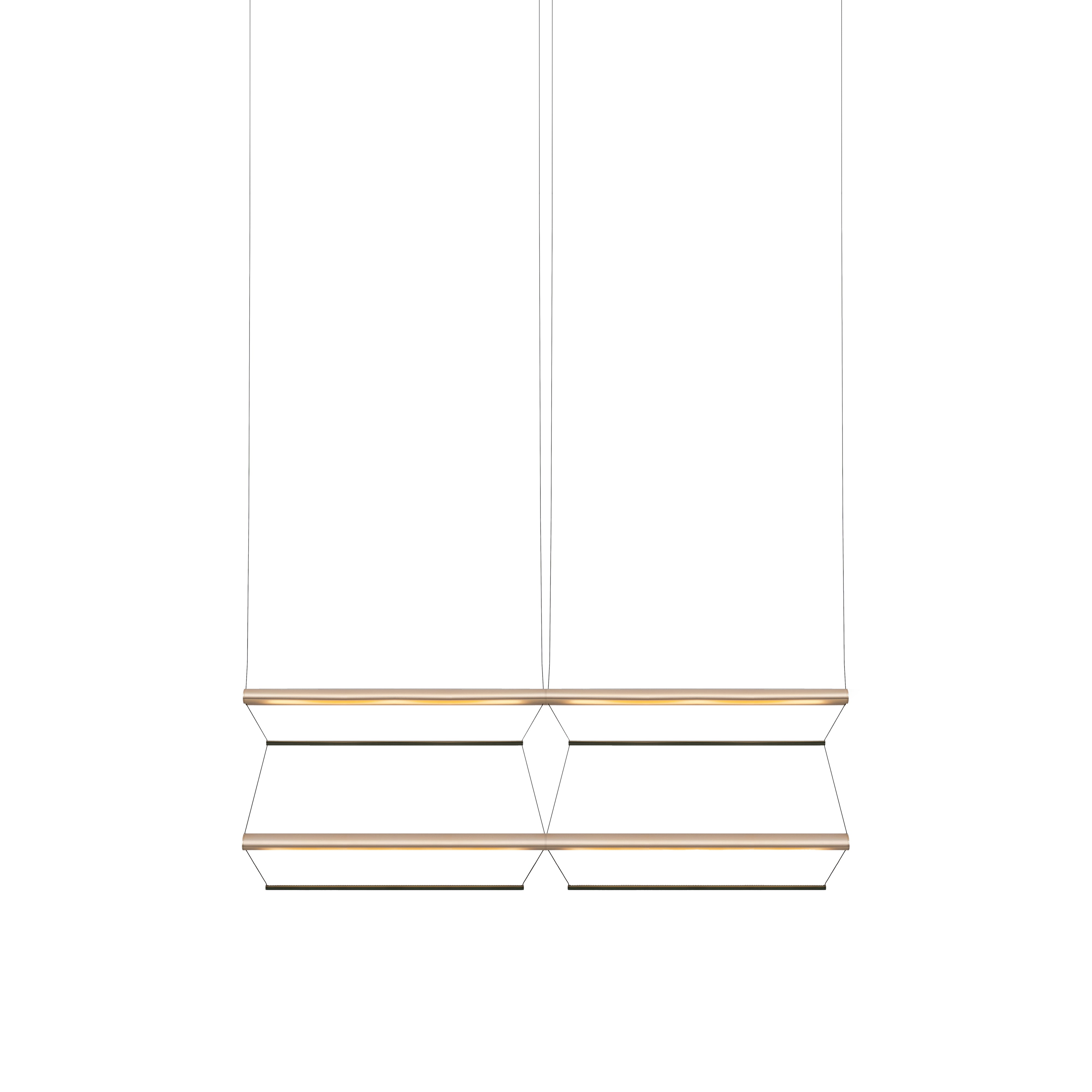 Tire Grid Pendant Light: 100 + 2H2V + Anodized Gold + Emerald