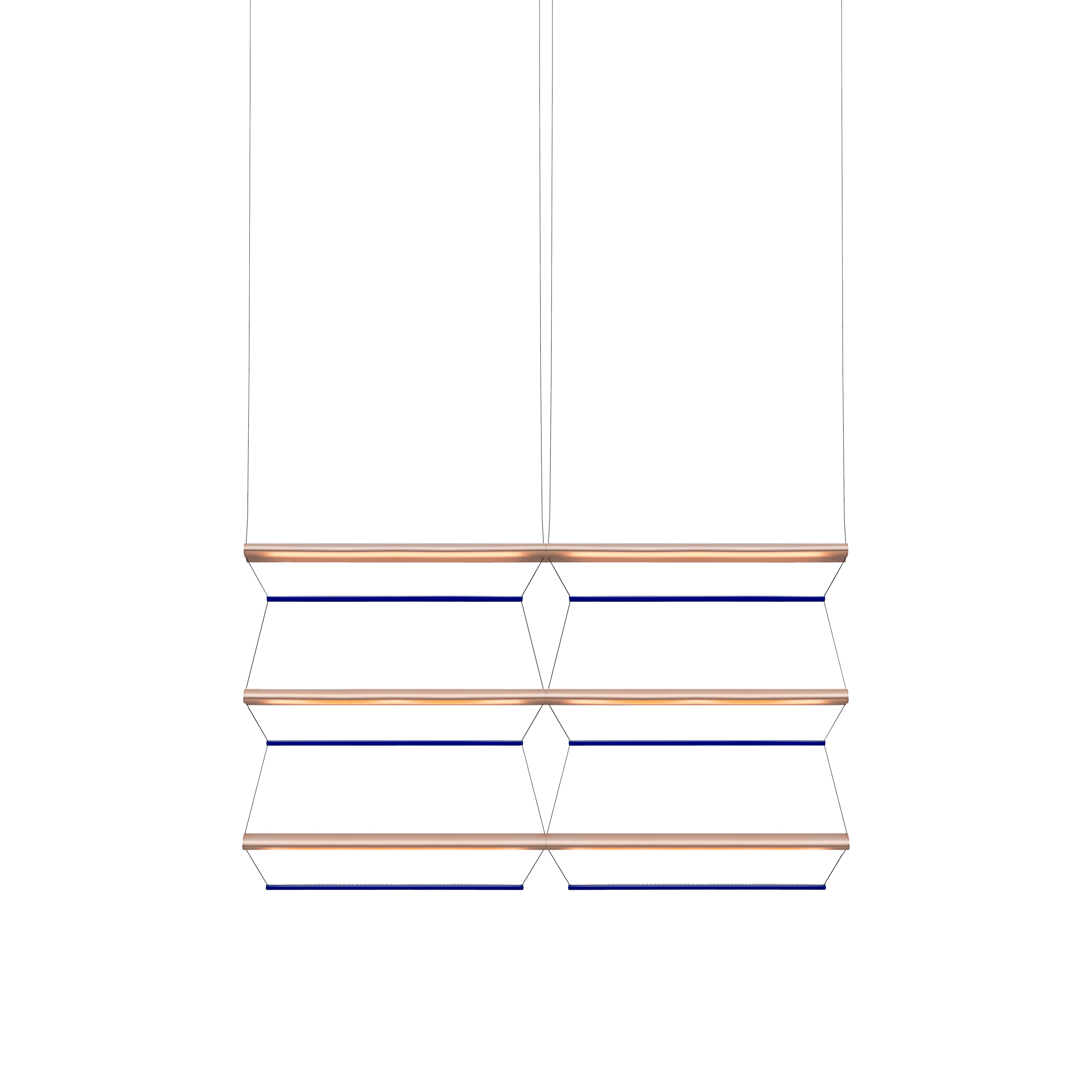 Tire Grid Pendant Light: 100 + 2H3V + Anodized Copper + Sapphire