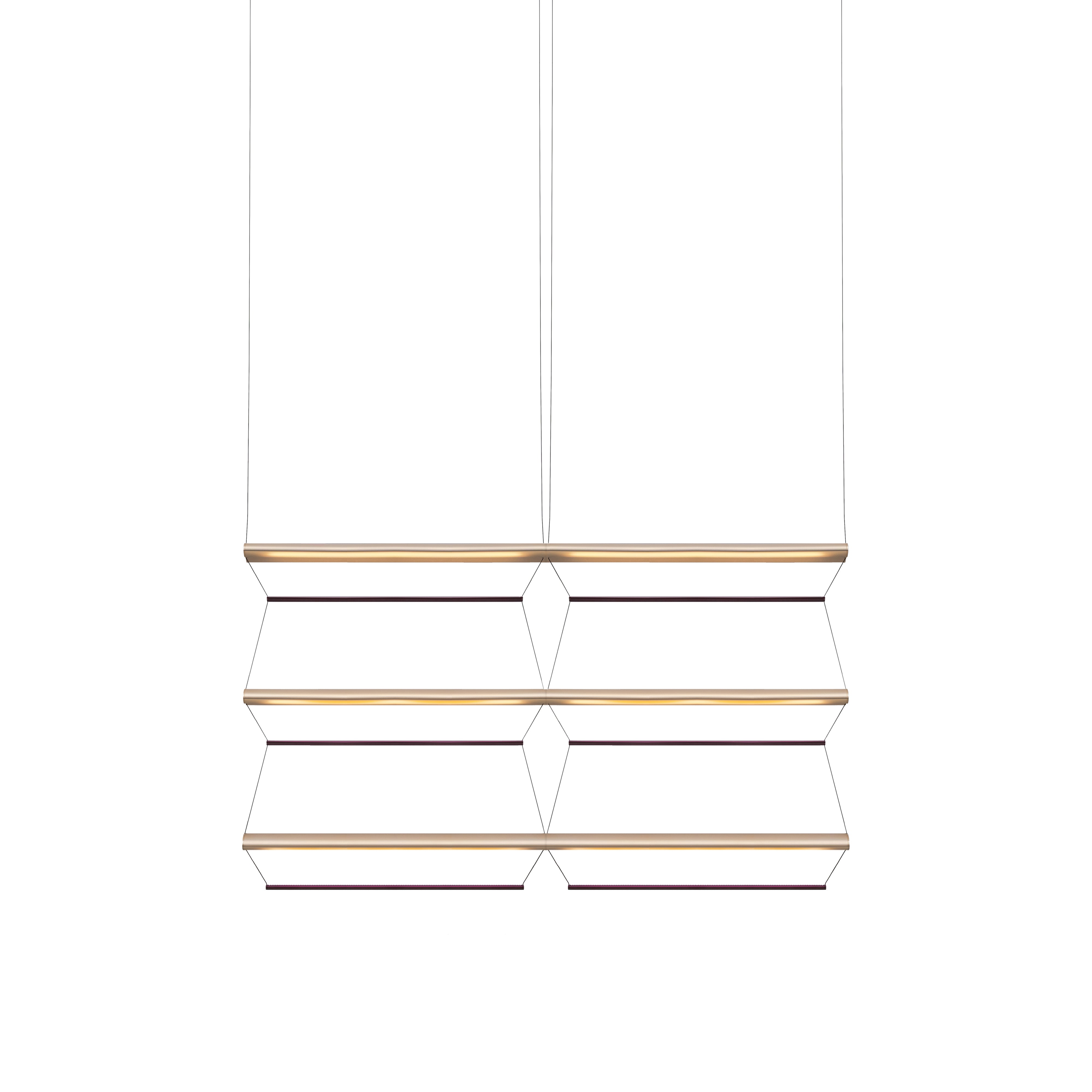 Tire Grid Pendant Light: 100 + 2H3V + Anodized Gold + Amethyst