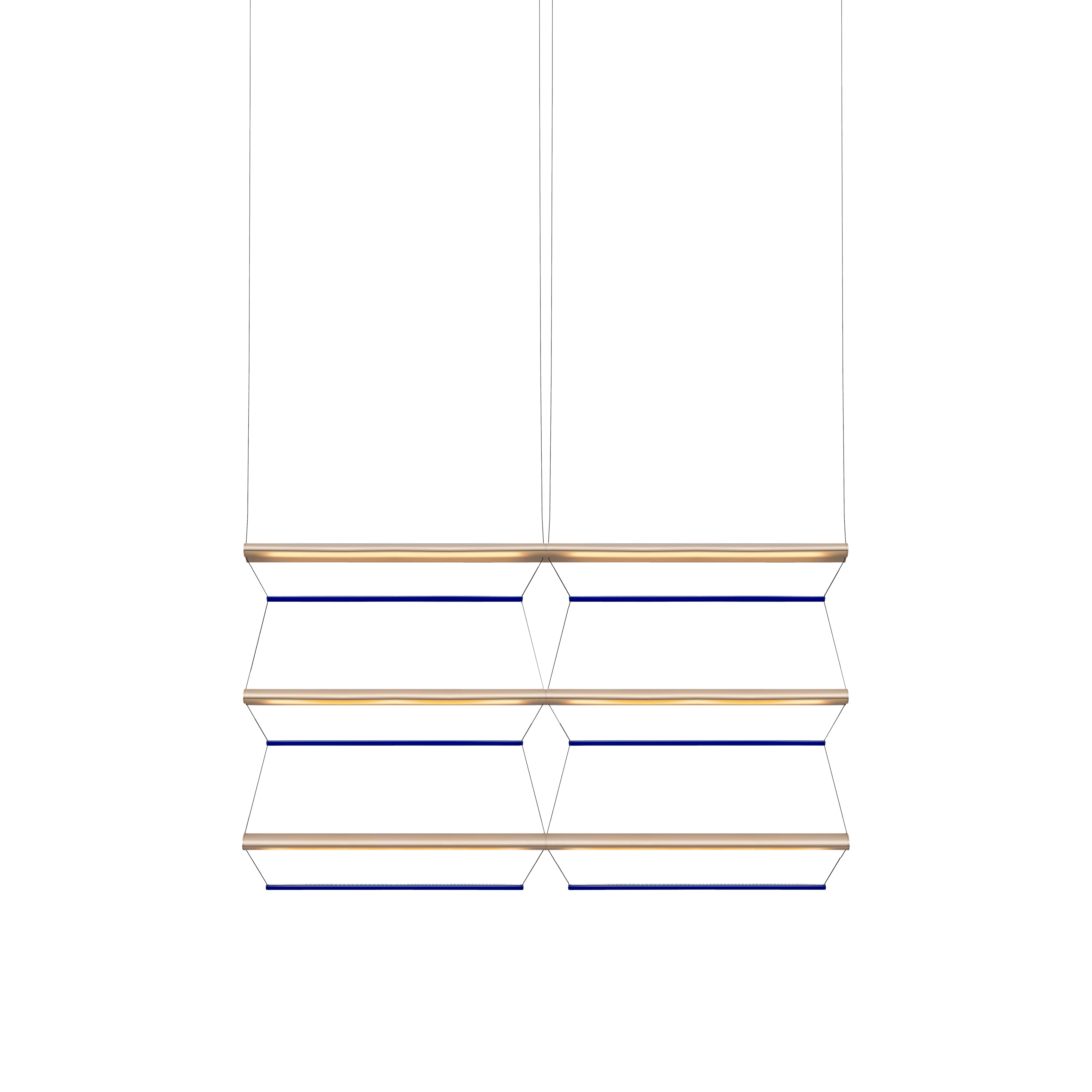 Tire Grid Pendant Light: 100 + 2H3V + Anodized Gold + Sapphire