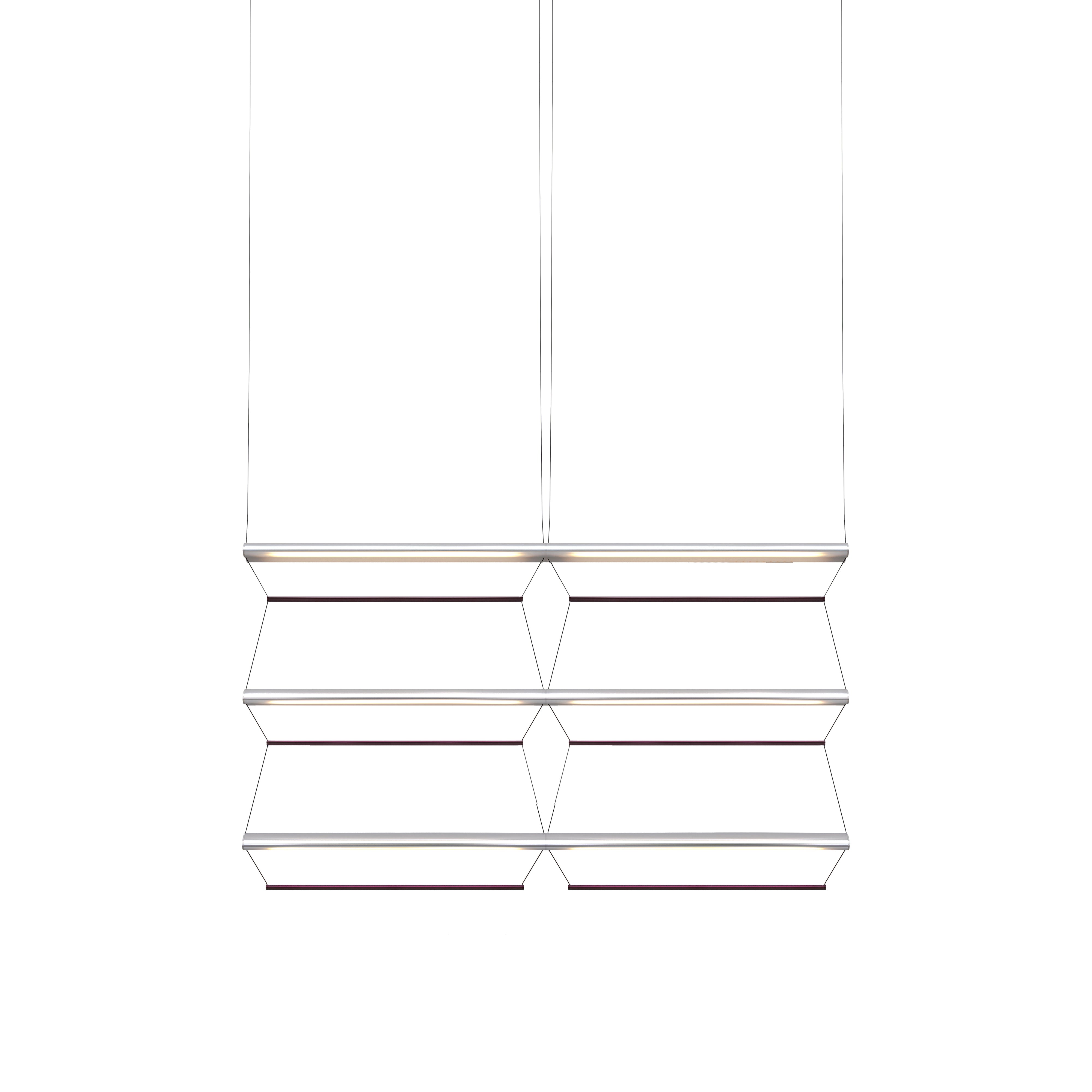 Tire Grid Pendant Light: 100 + 2H3V + Anodized Silver + Amethyst