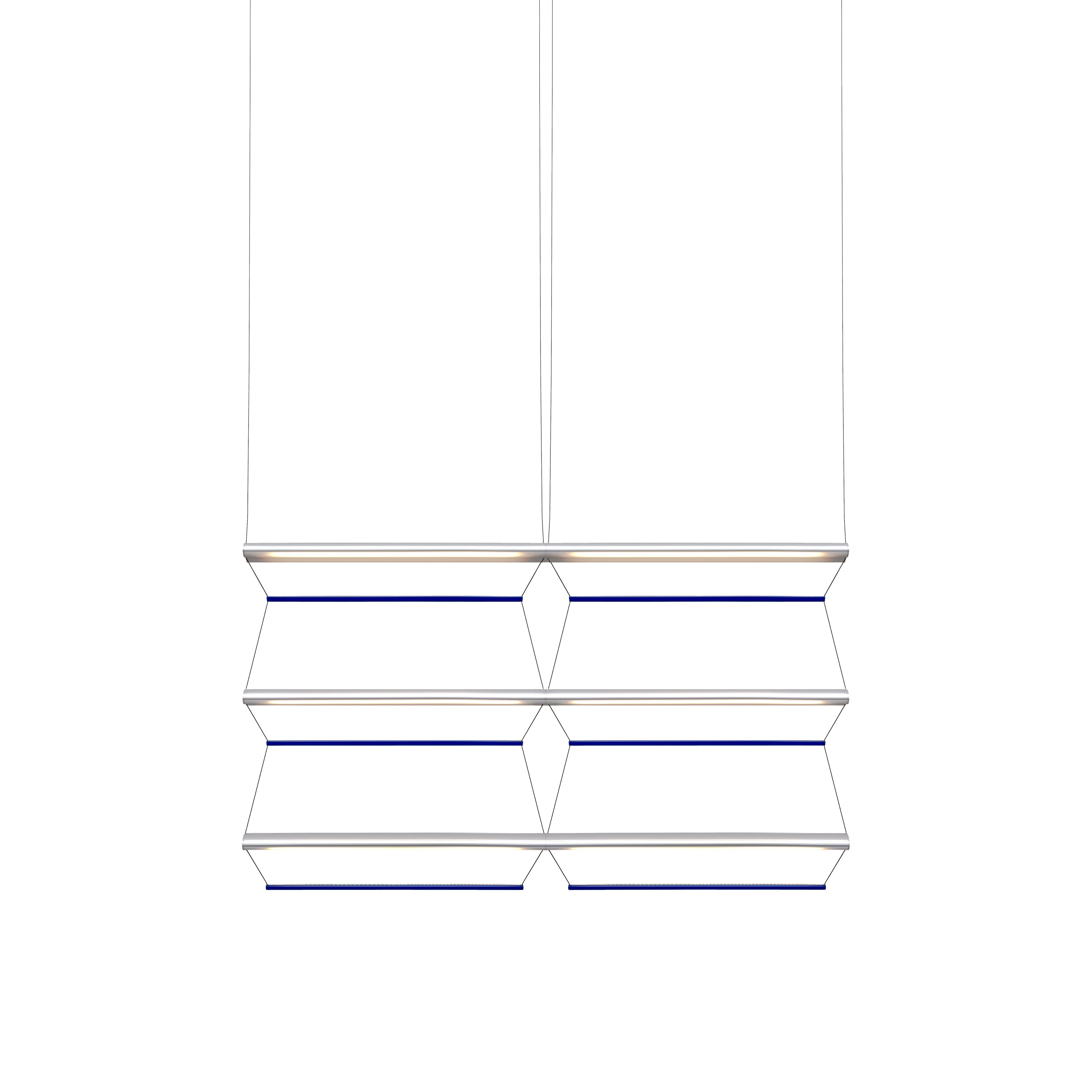 Tire Grid Pendant Light: 100 + 2H3V + Anodized Silver + Sapphire