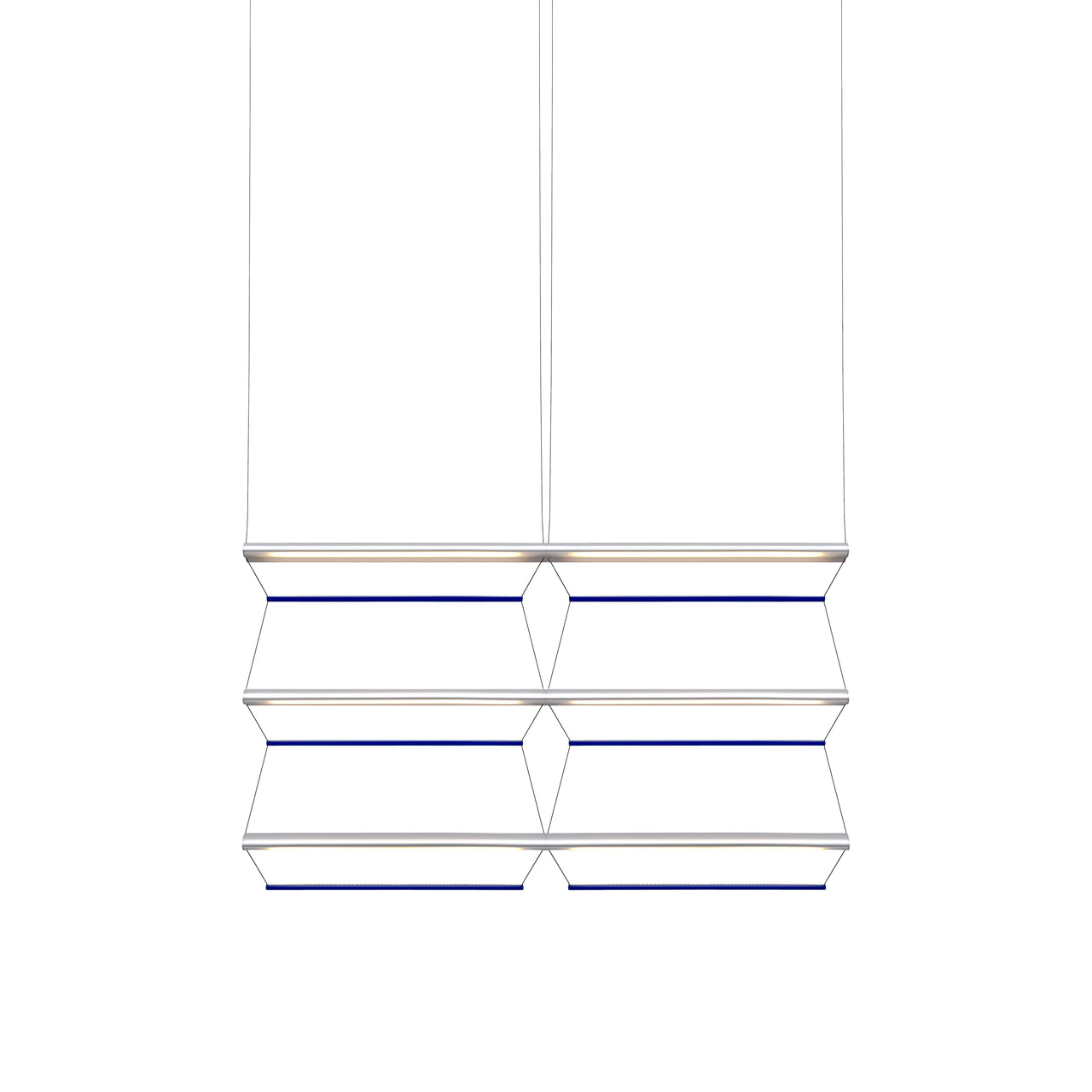 Tire Grid Pendant Light: 100 + 2H3V + Anodized Silver + Sapphire