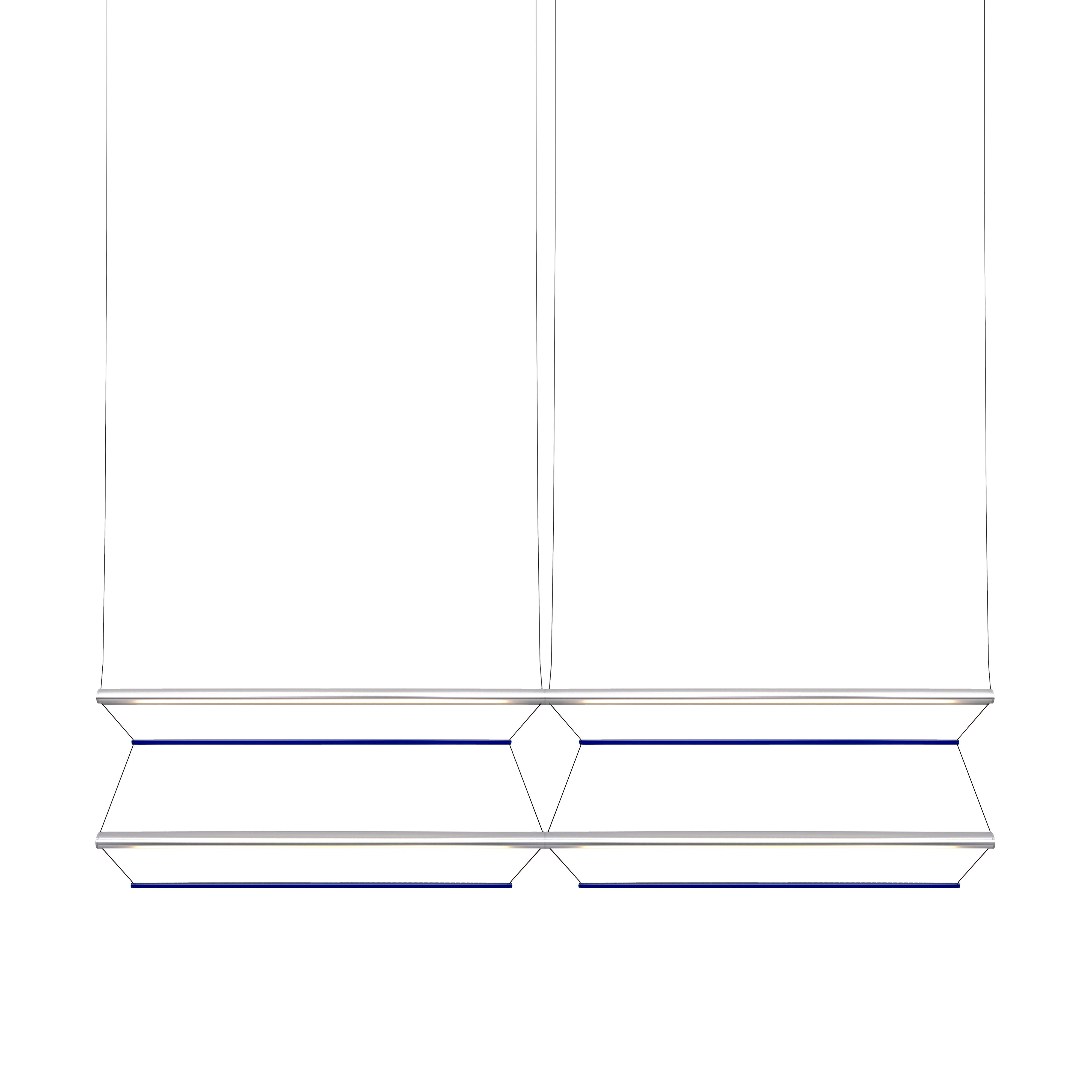 Tire Grid Pendant Light: 150 + 2H2V + Anodized Silver + Sapphire