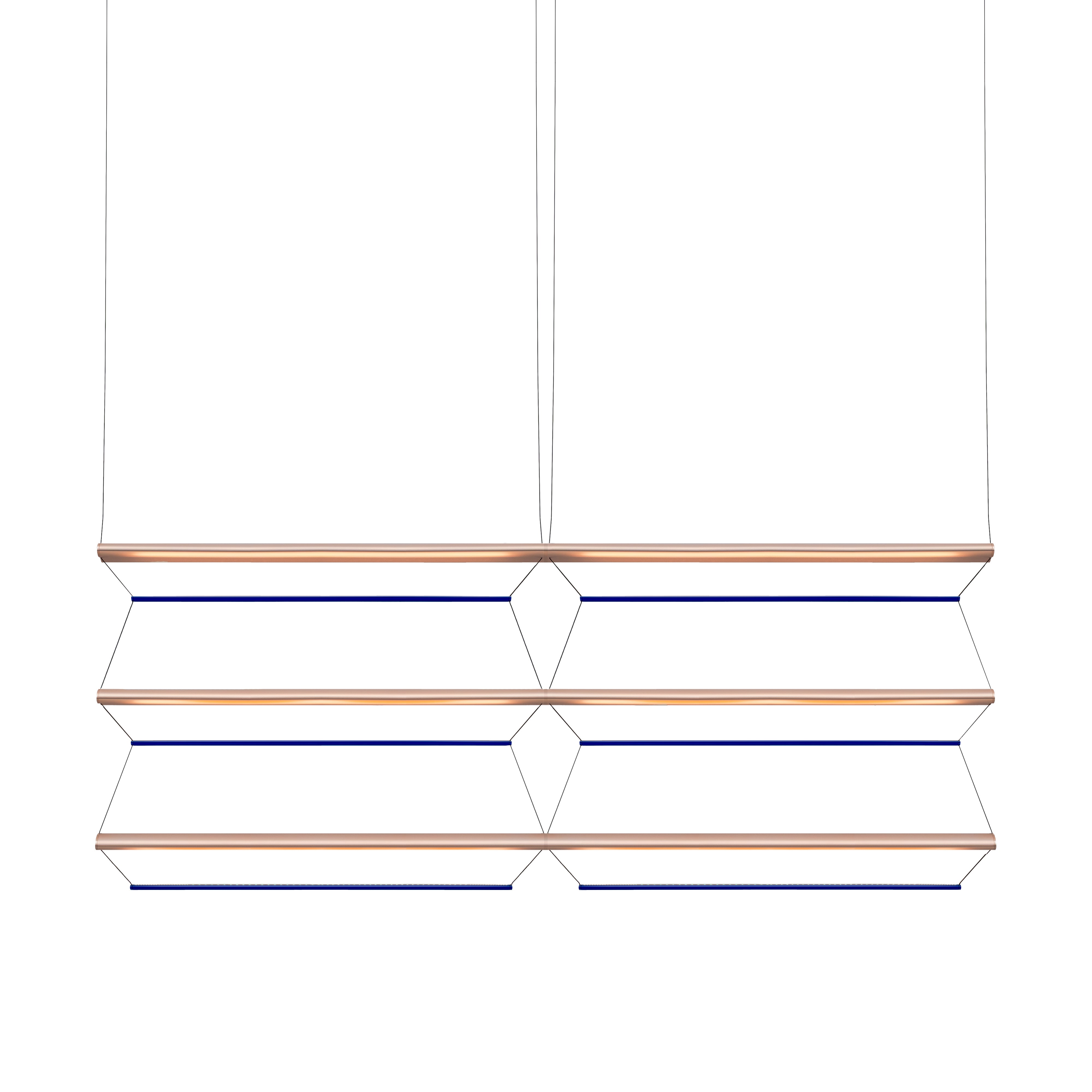 Tire Grid Pendant Light: 150 + 2H3V + Anodized Copper + Sapphire