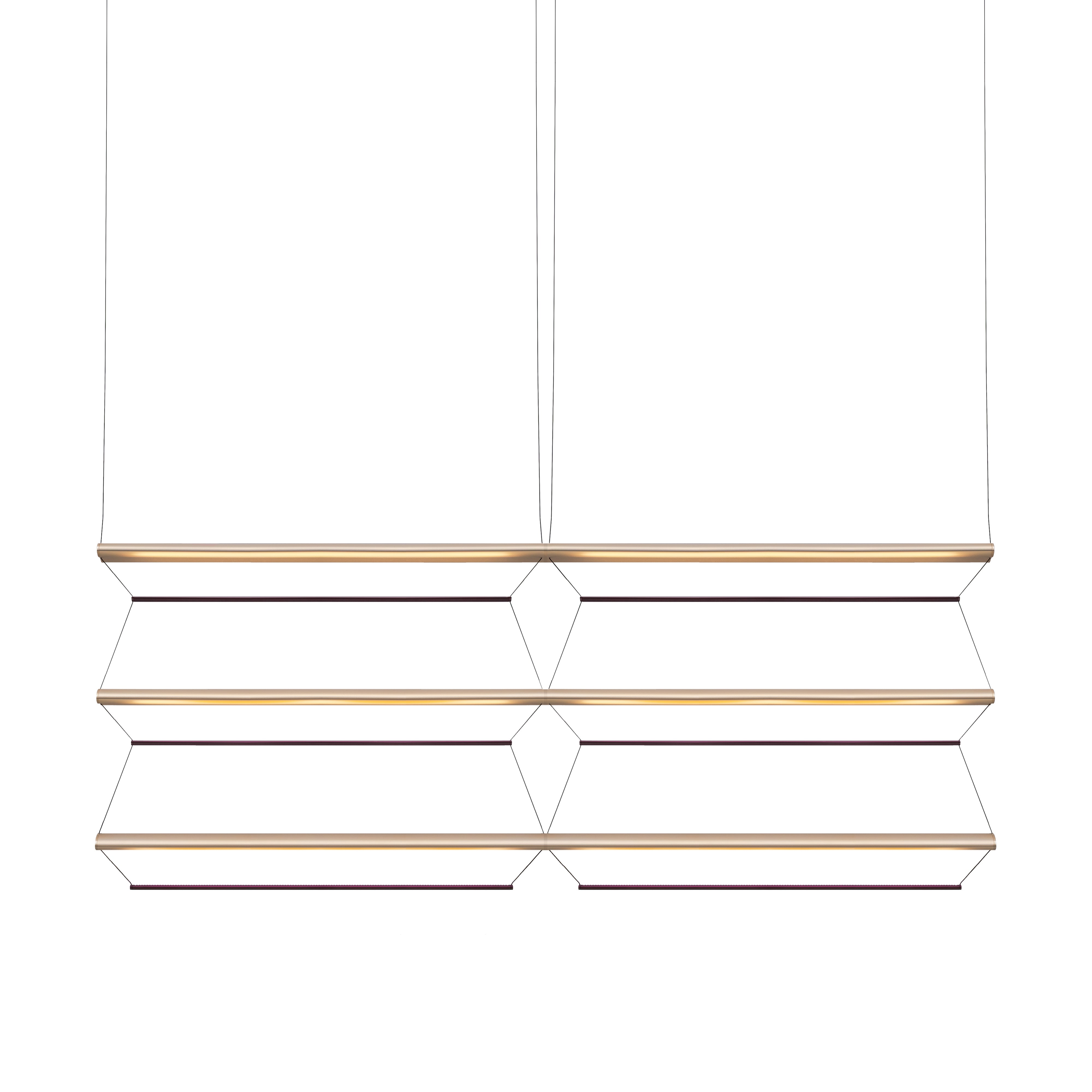 Tire Grid Pendant Light: 150 + 2H3V + Anodized Gold + Amethyst