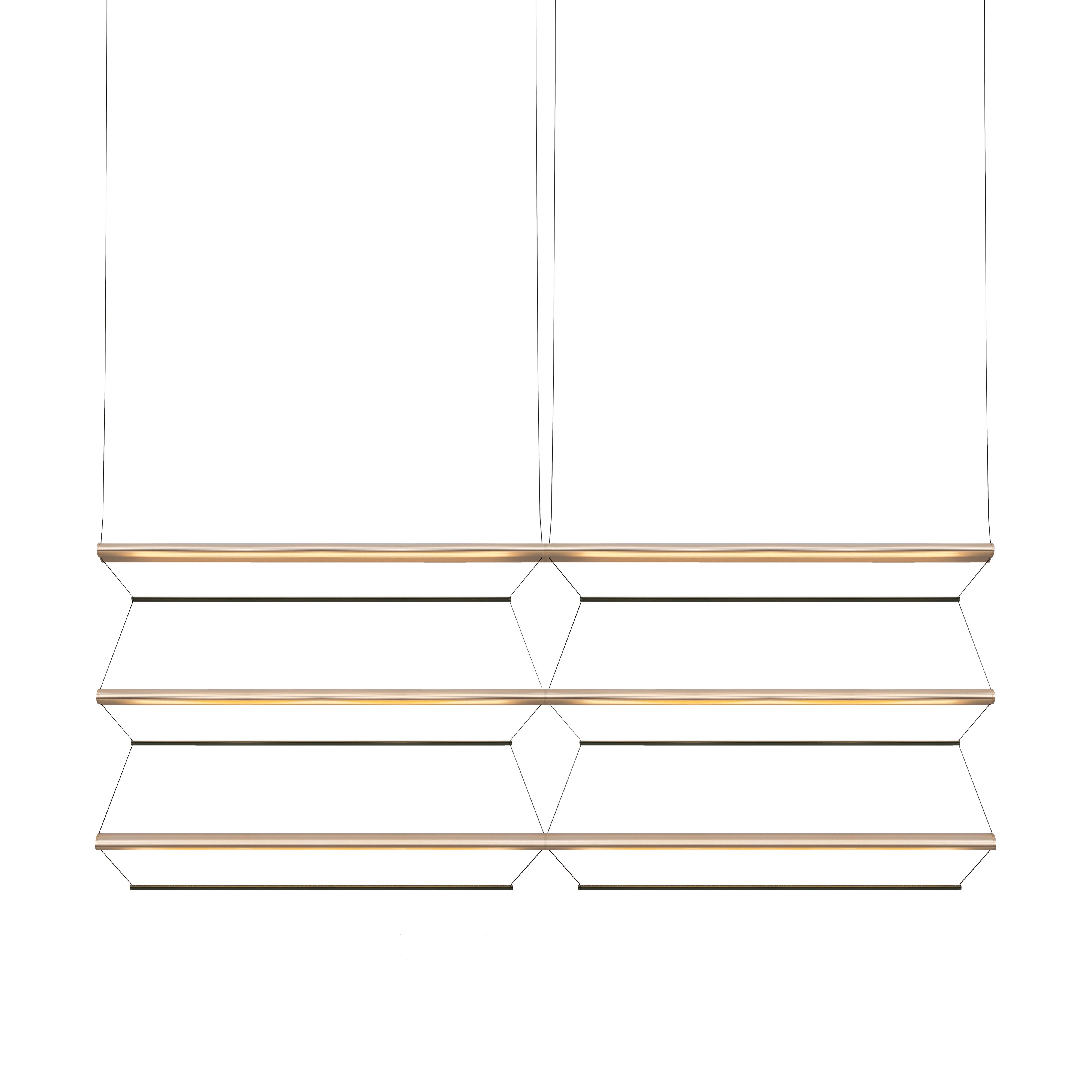 Tire Grid Pendant Light: 150 + 2H3V + Anodized Gold + Emerald