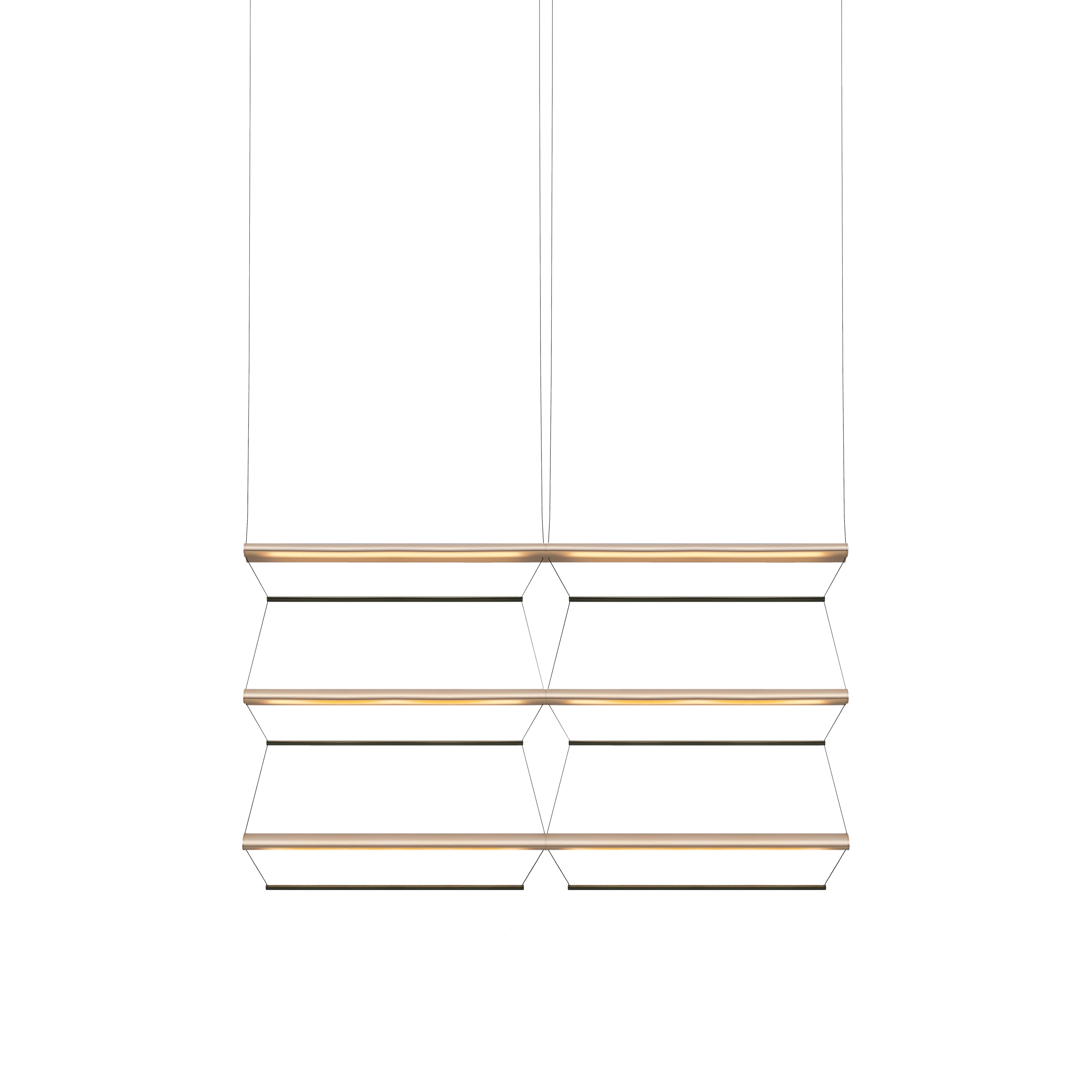 Tire Grid Pendant Light: 100 + 2H3V + Anodized Gold + Emerald