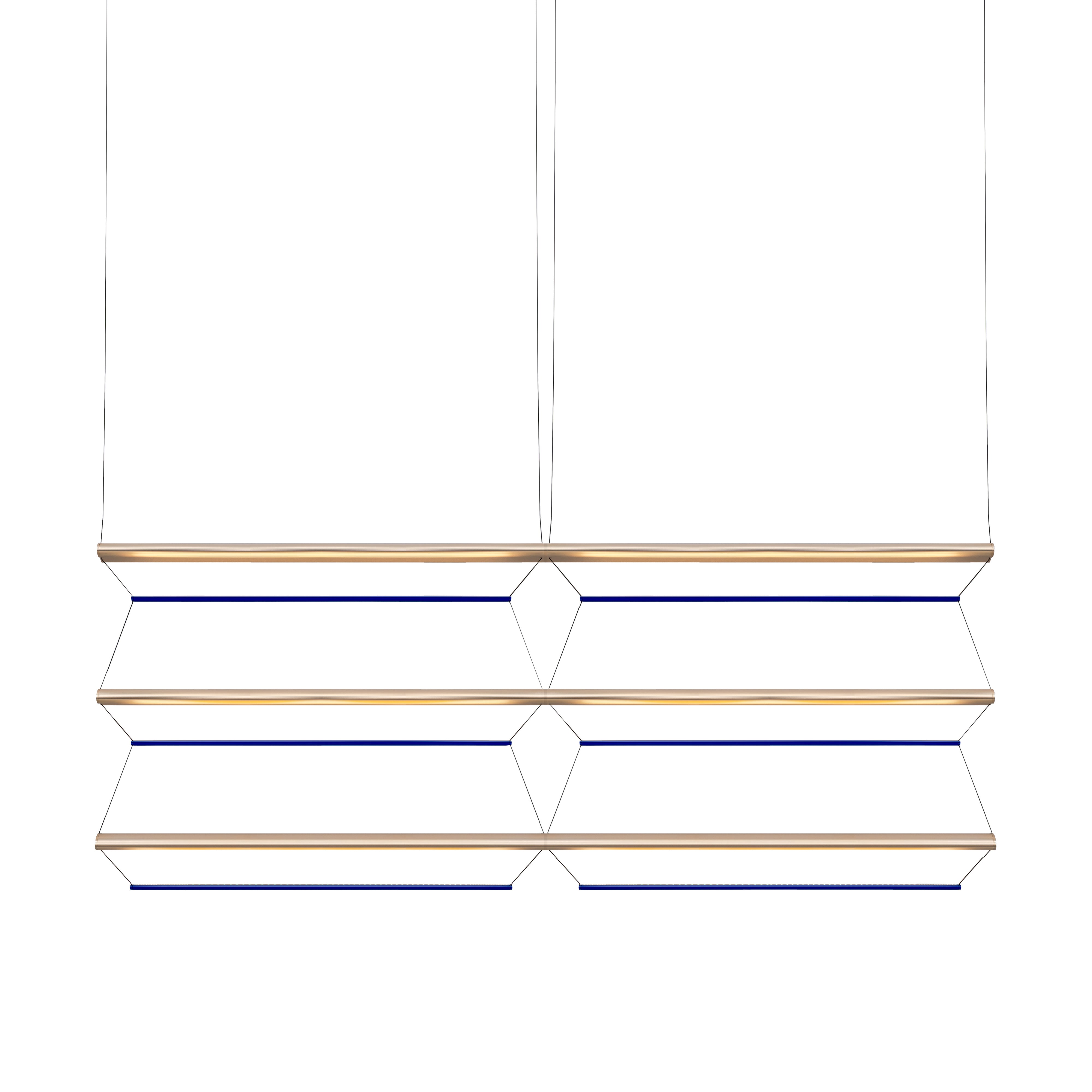 Tire Grid Pendant Light: 150 + 2H3V + Anodized Gold + Sapphire