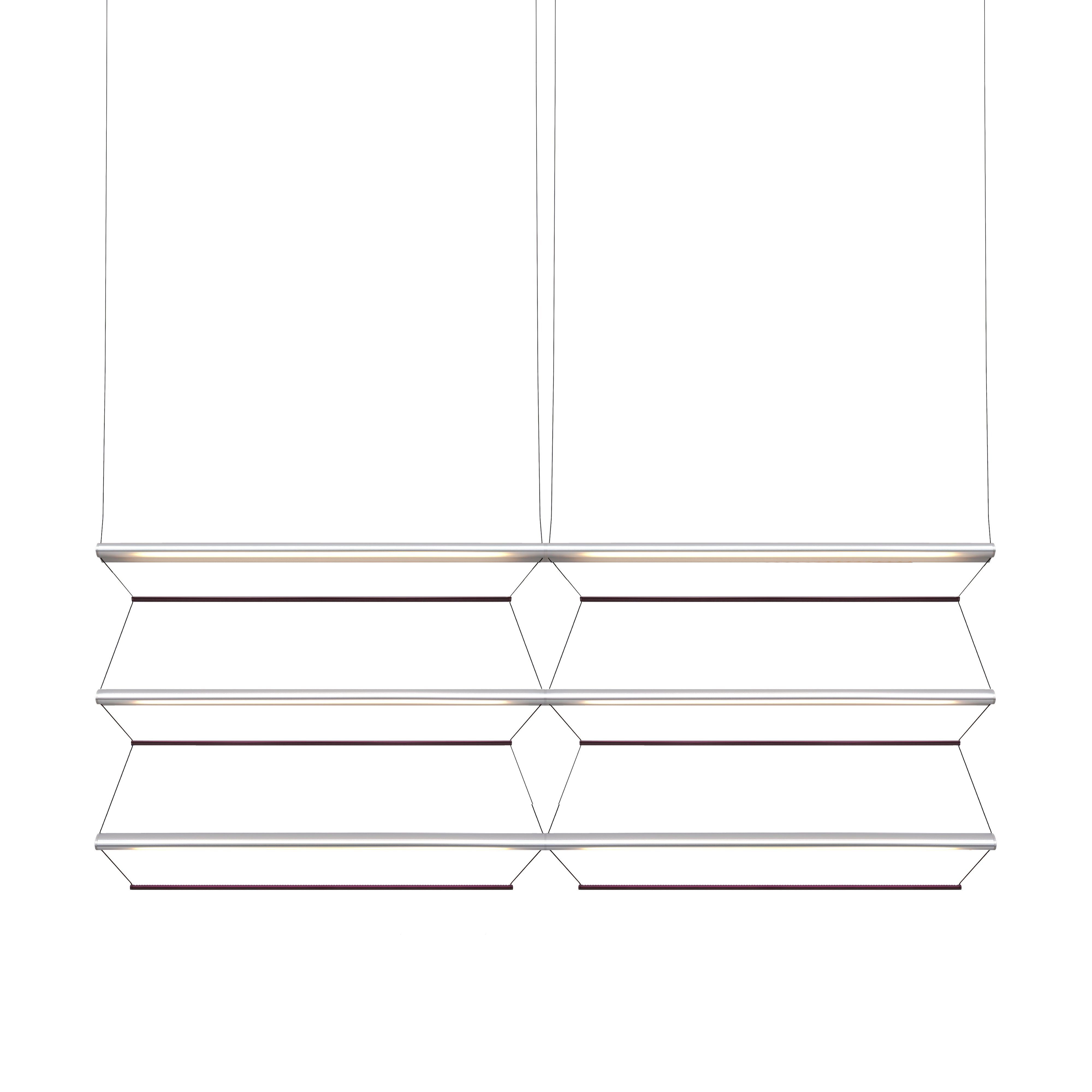 Tire Grid Pendant Light: 150 + 2H3V + Anodized Silver + Amethyst