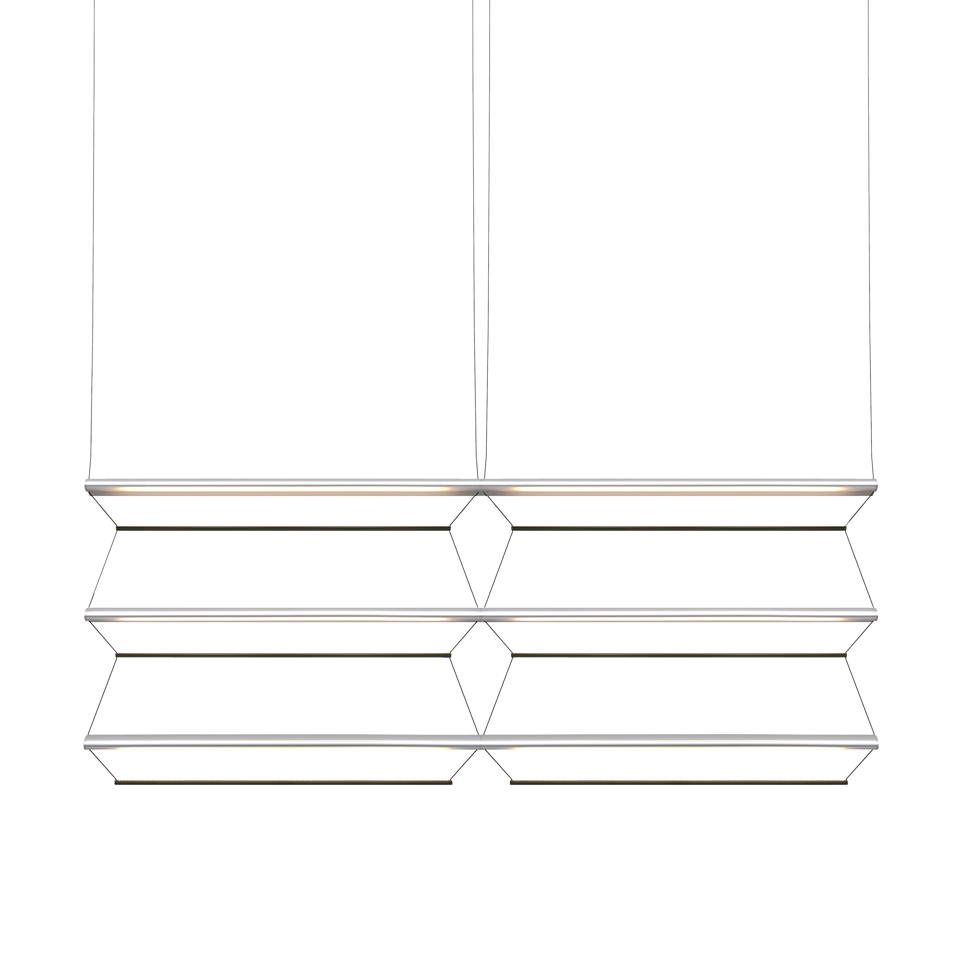 Tire Grid Pendant Light: 150 + 2H3V + Anodized Silver + Emerald