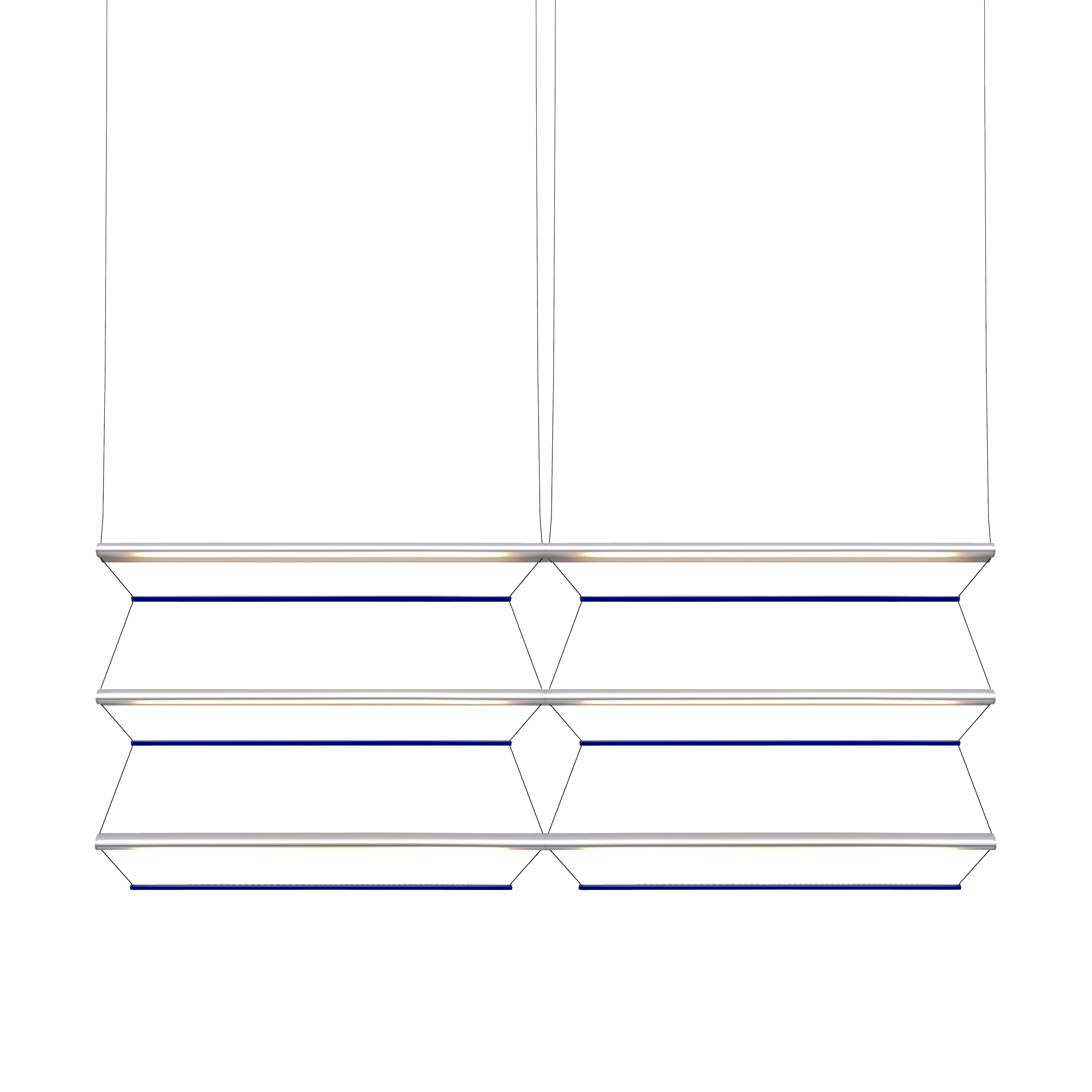 Tire Grid Pendant Light: 150 + 2H3V + Anodized Silver + Sapphire