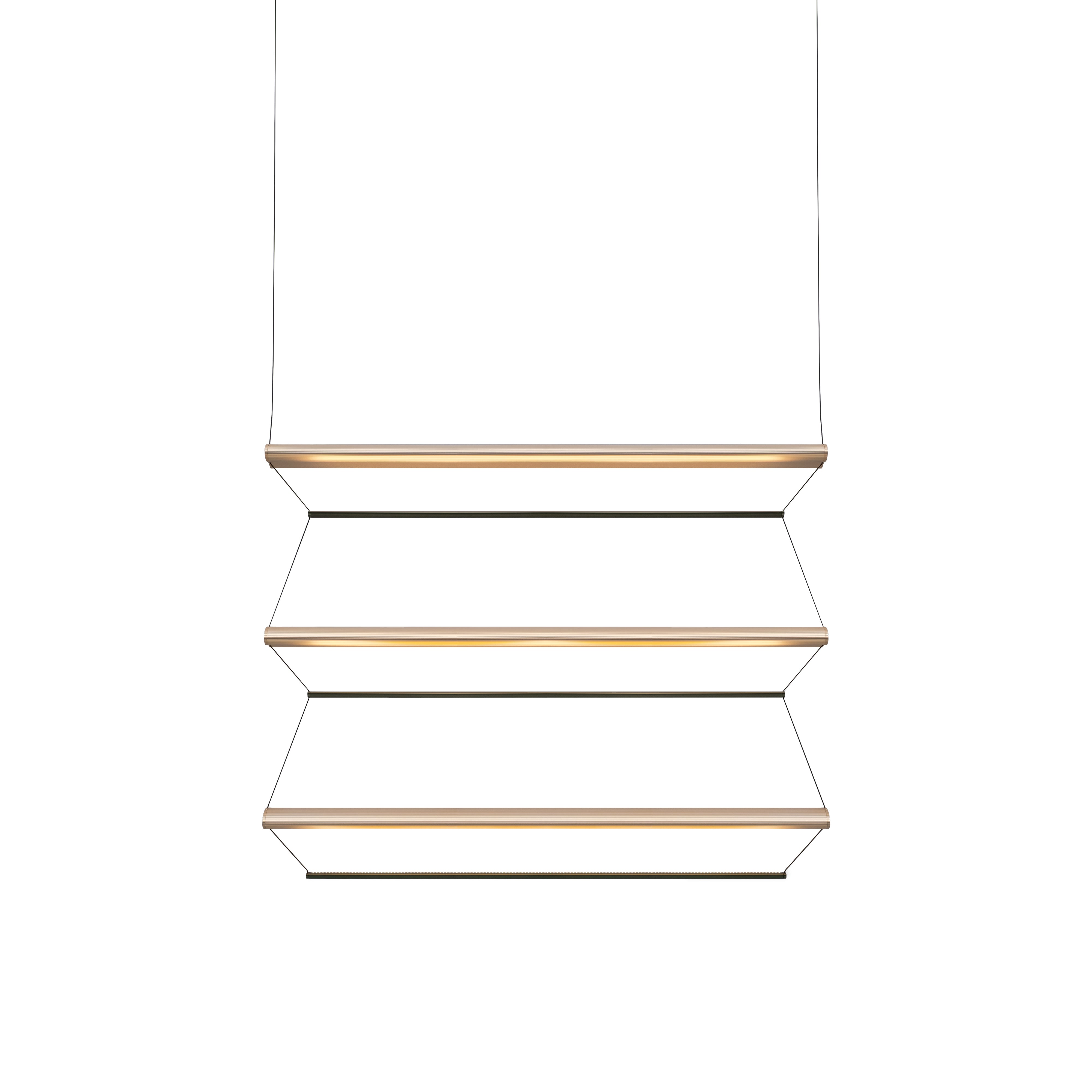 Tier 150 Vertical Pendant Light: 3V + Anodized Gold + Emerald