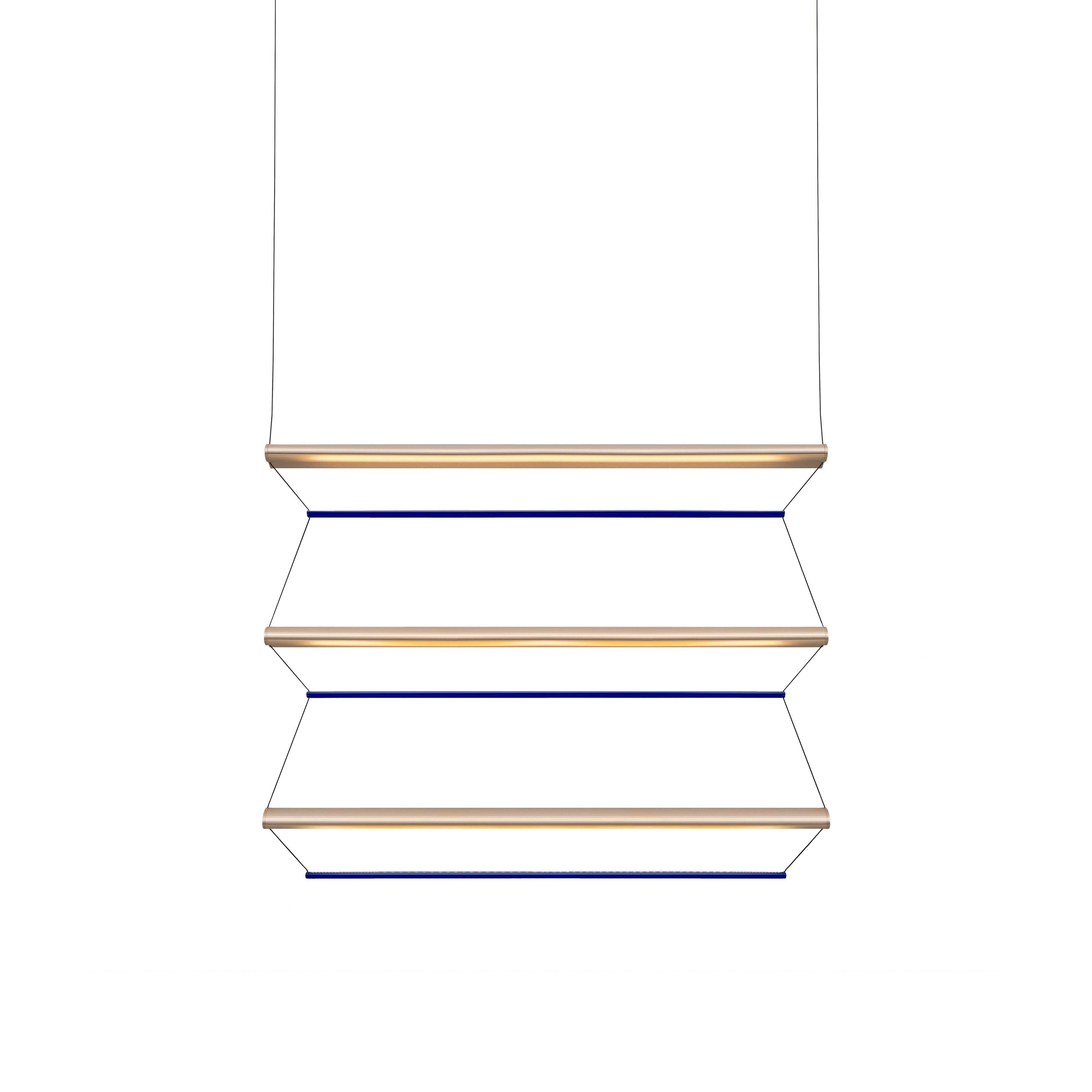 Tier 150 Vertical Pendant Light: 3V + Anodized Gold + Sapphire