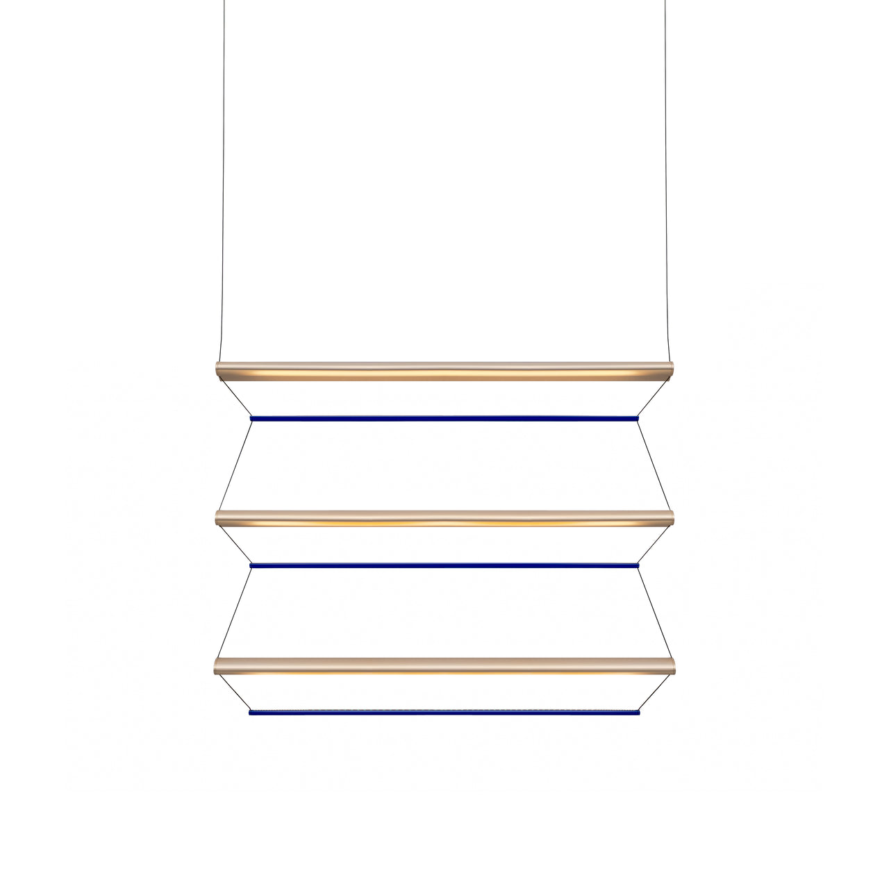 Tier 150 Vertical Pendant Light: 3V + Anodized Gold + Sapphire