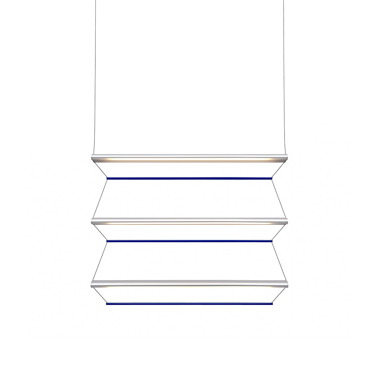 Tier 150 Vertical Pendant Light: 3V + Anodized Silver + Sapphire