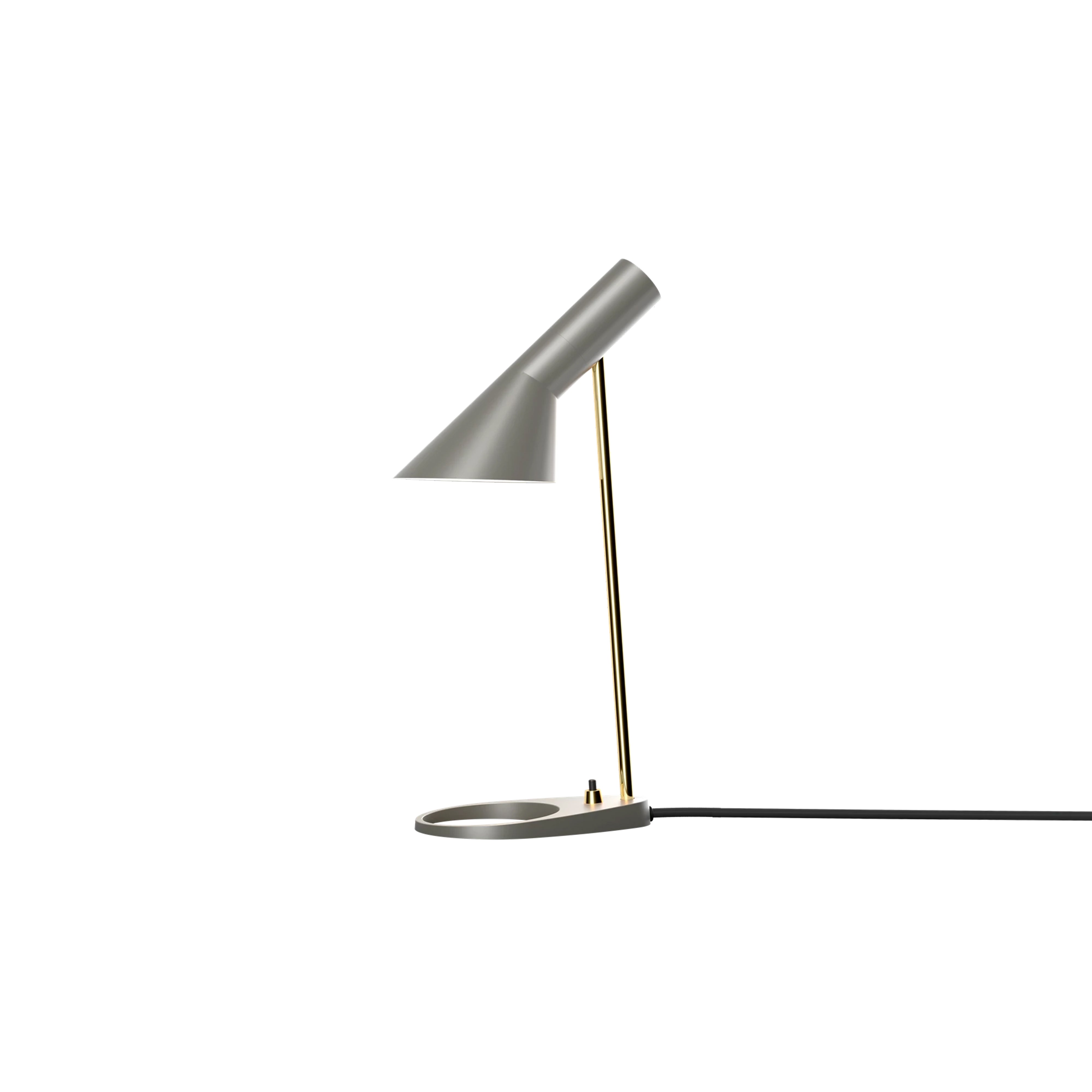 AJ Mini Table Lamp: Grey + Brass + Black