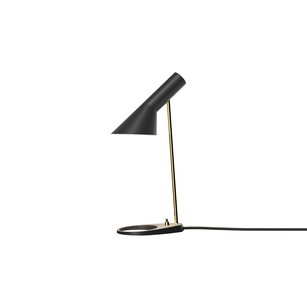 AJ Mini Table Lamp: Black + Brass + Black