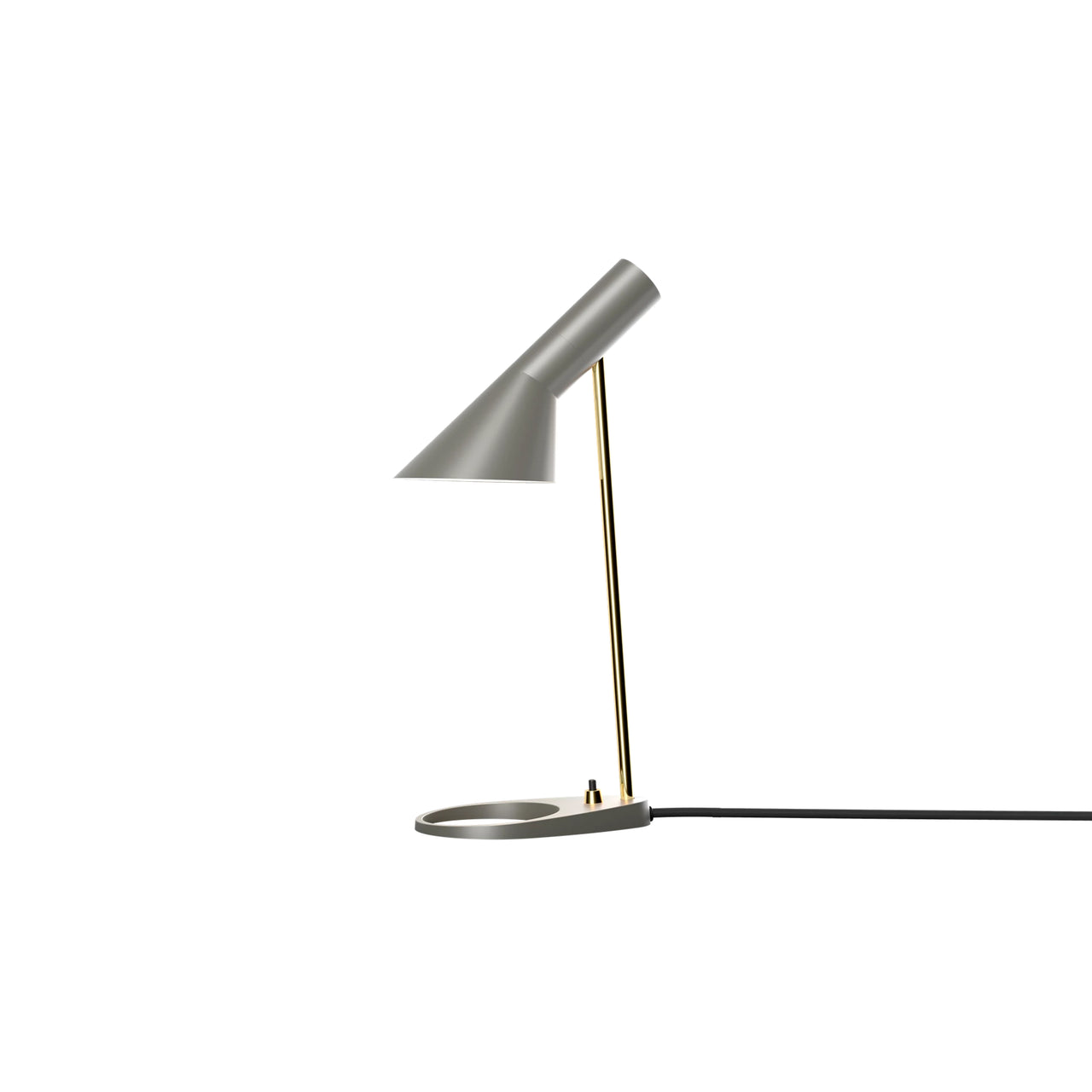 AJ Mini Table Lamp: Grey + Brass + Black
