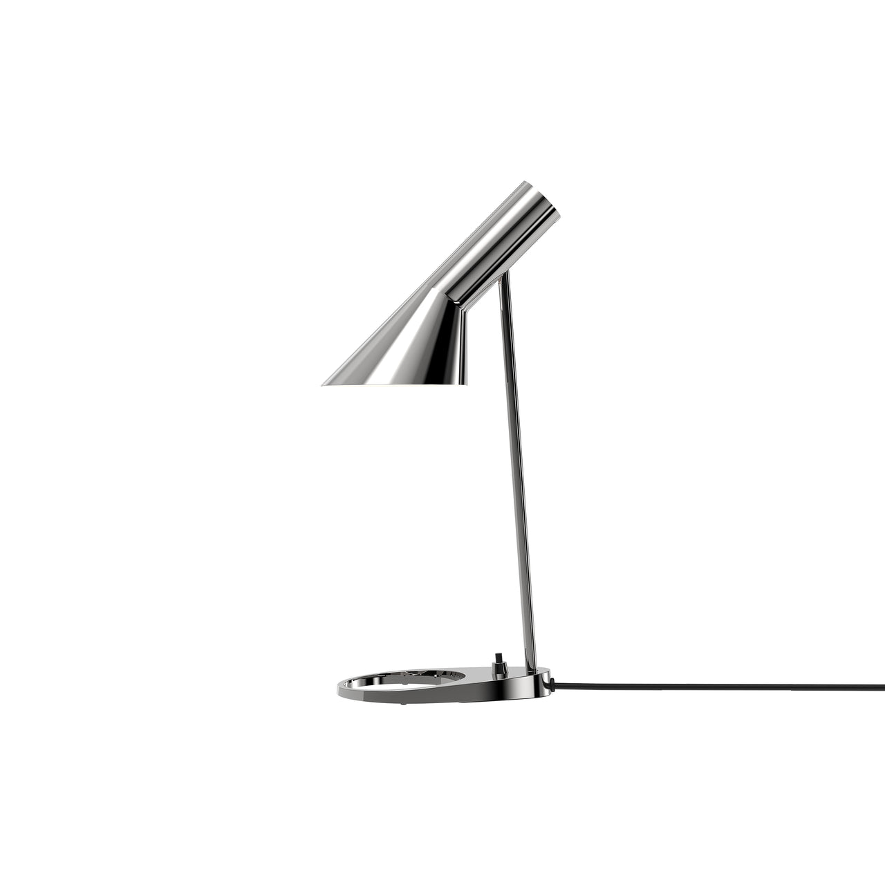 AJ Mini Table Lamp: Polished Stainless Steel + Black