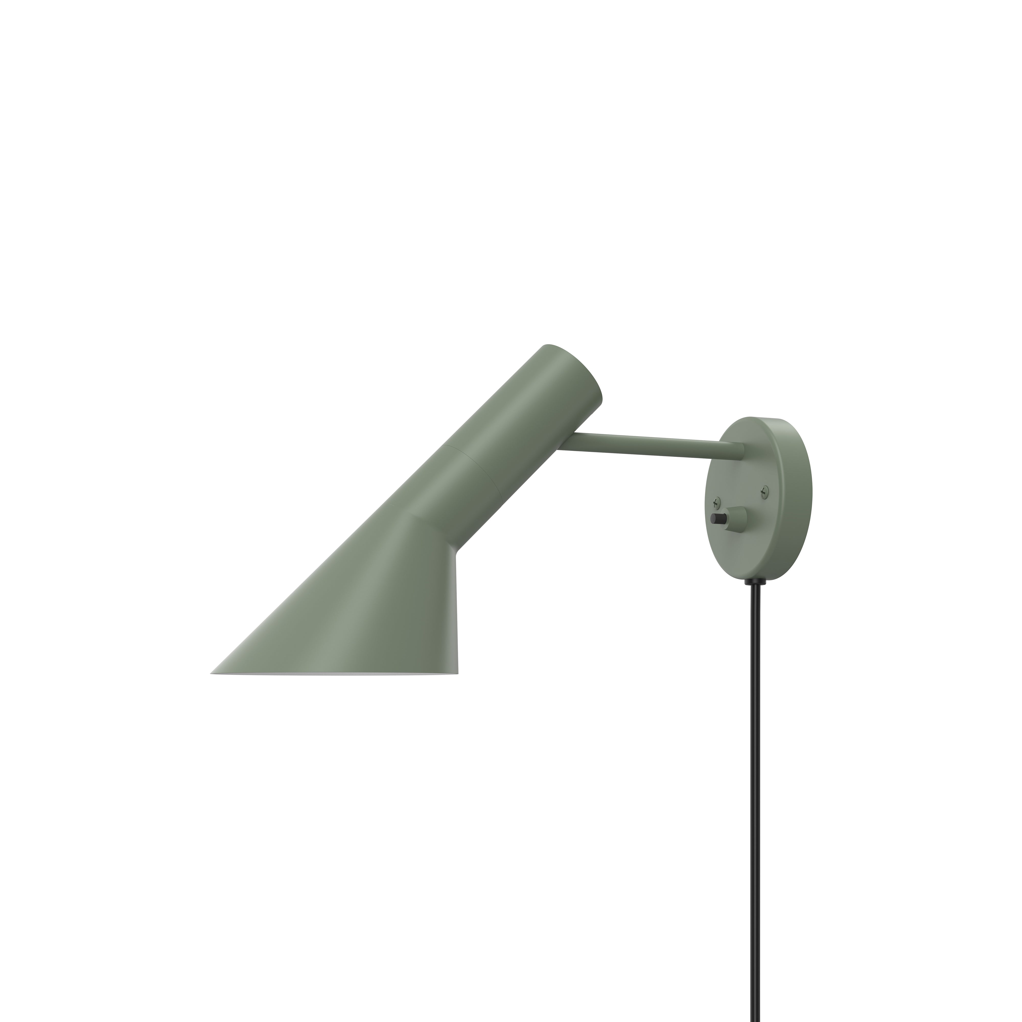 AJ Wall Lamp: Pale Petroleum + Black Switch + Black