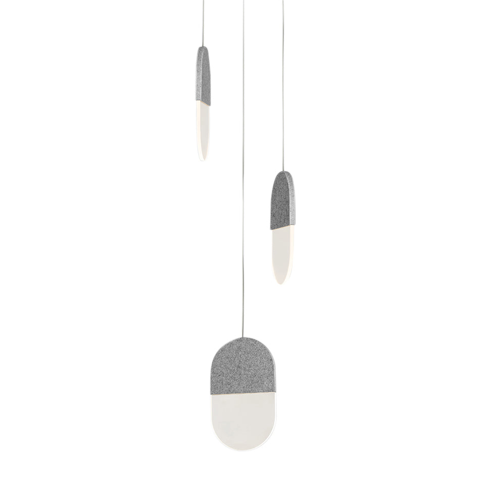 Slab P20 Pendant Light: 3 + Grey Wool