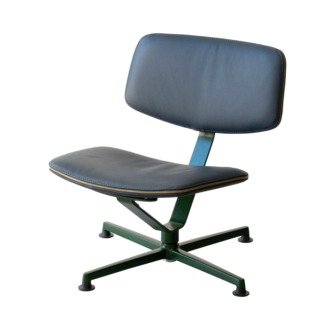 Arba Lounge Chair + Ottoman: Upholstered + Lounge Chair + Dark Green + Spoor Dark Blue