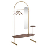 Arco Clothing Rack + Mirror: Gold + Walnut