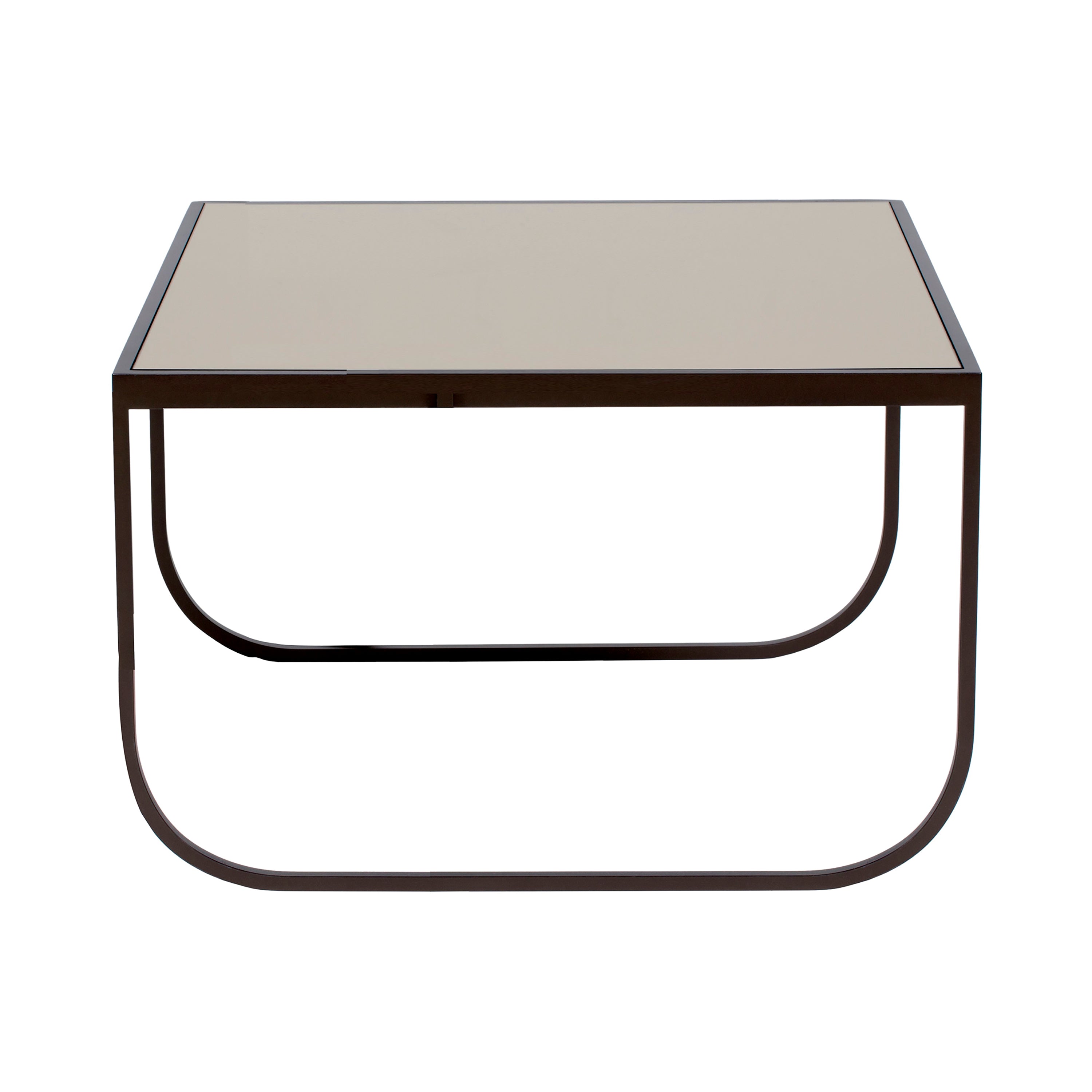 Tati Small Coffee Table: Low + Glass Top + Nougat + Bronze