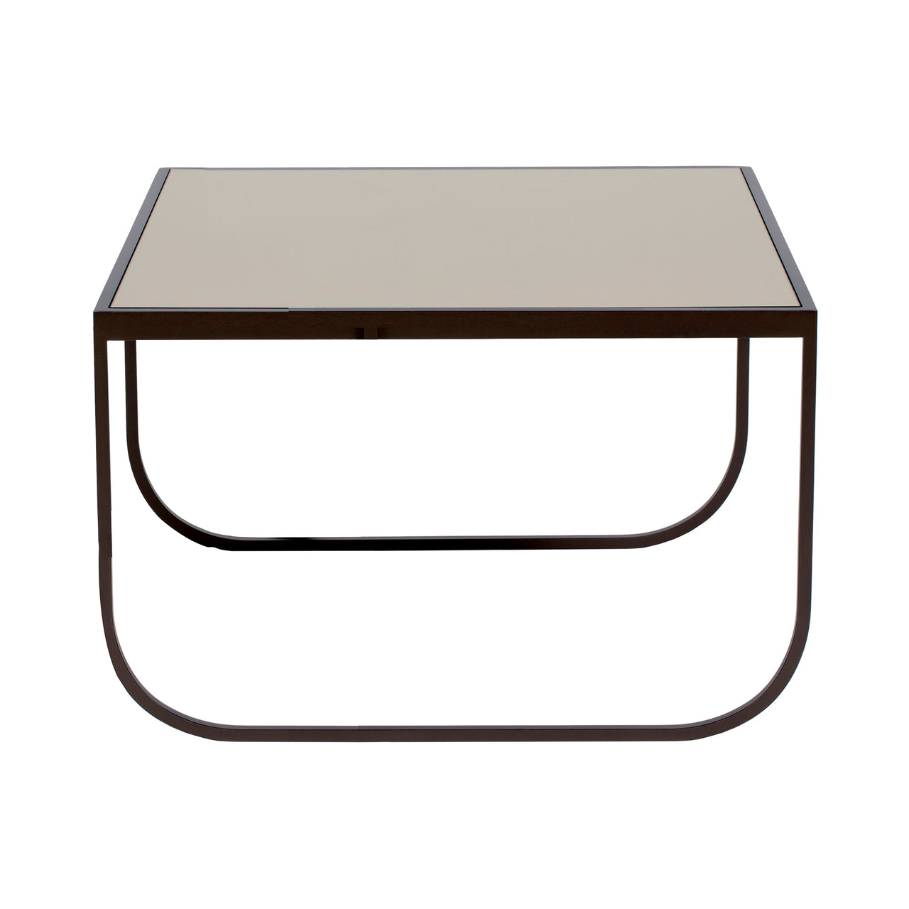 Tati Small Coffee Table: Low + Glass Top + Nougat + Bronze