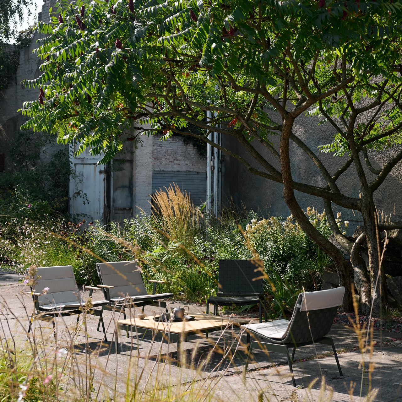 Ville AV44 + AV45 Outdoor Stacking Lounge Chair: Set of 2