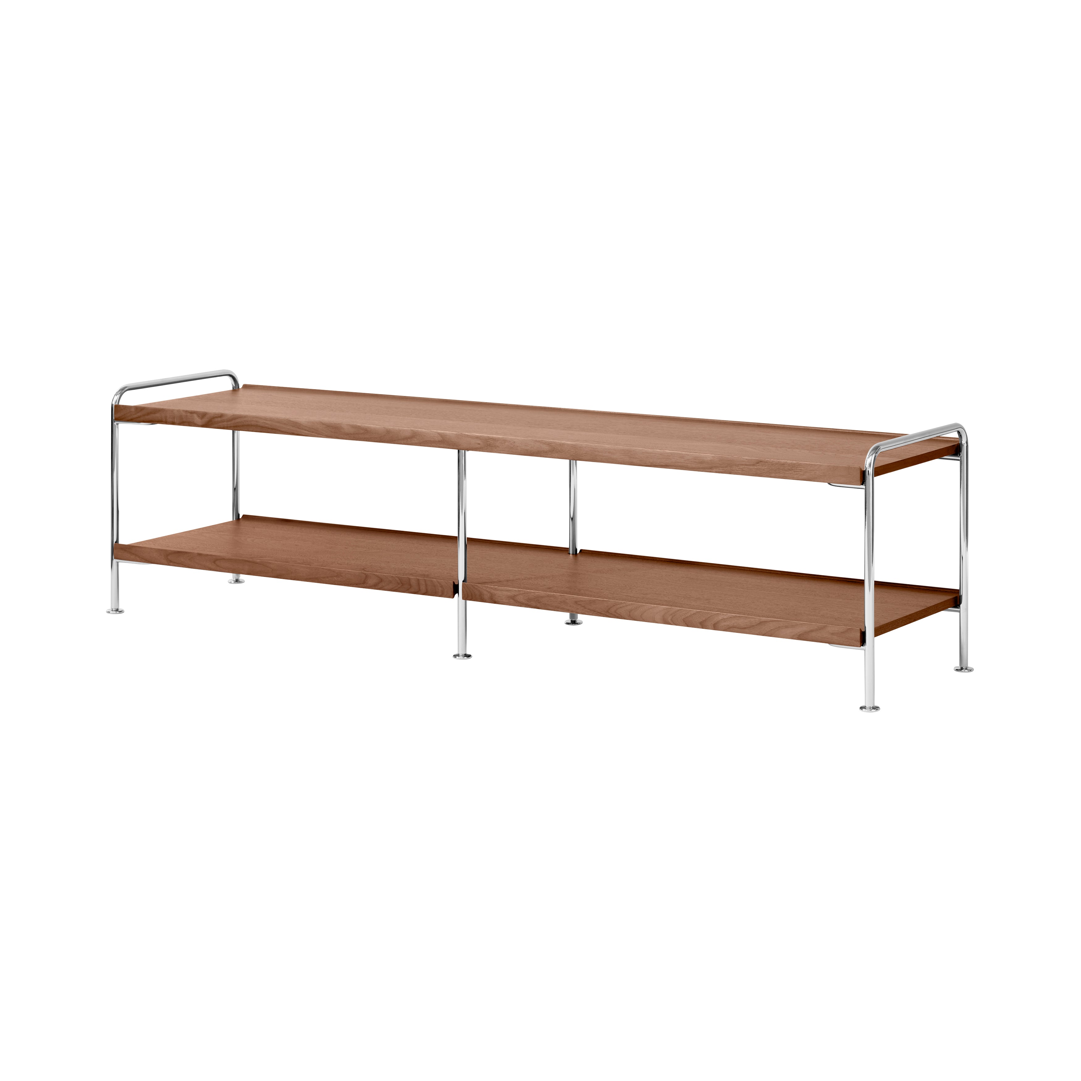 Alima Storage Shelving: NDS4 + Chrome + Lacquered Walnut
