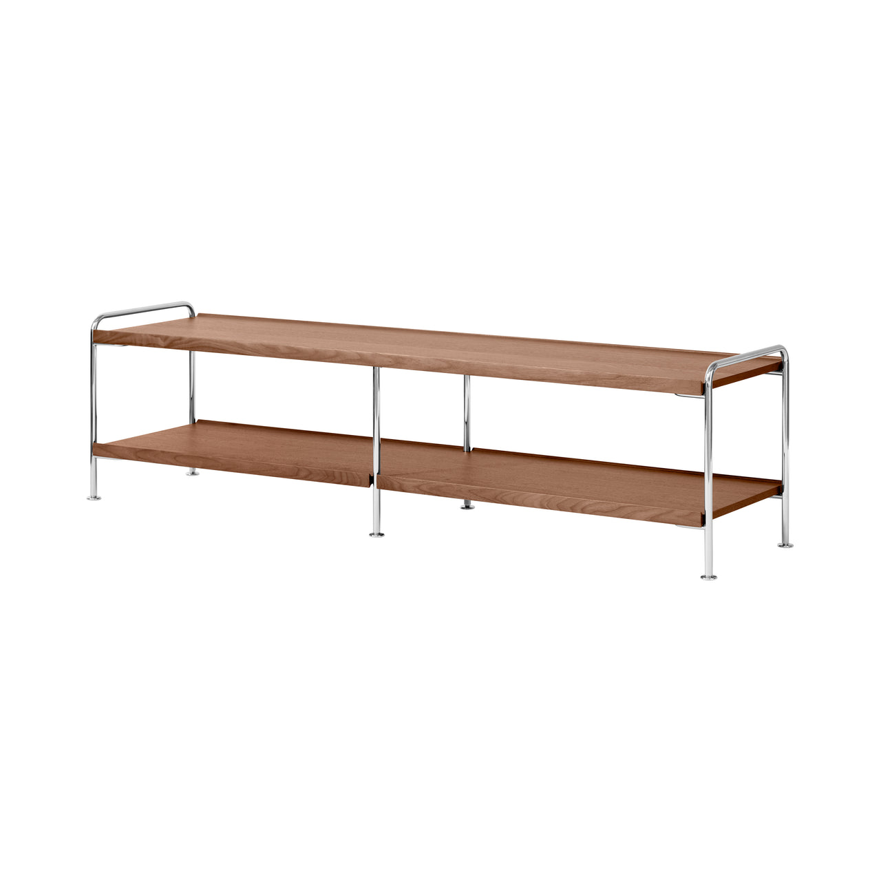 Alima Storage Shelving: NDS4 + Chrome + Lacquered Walnut