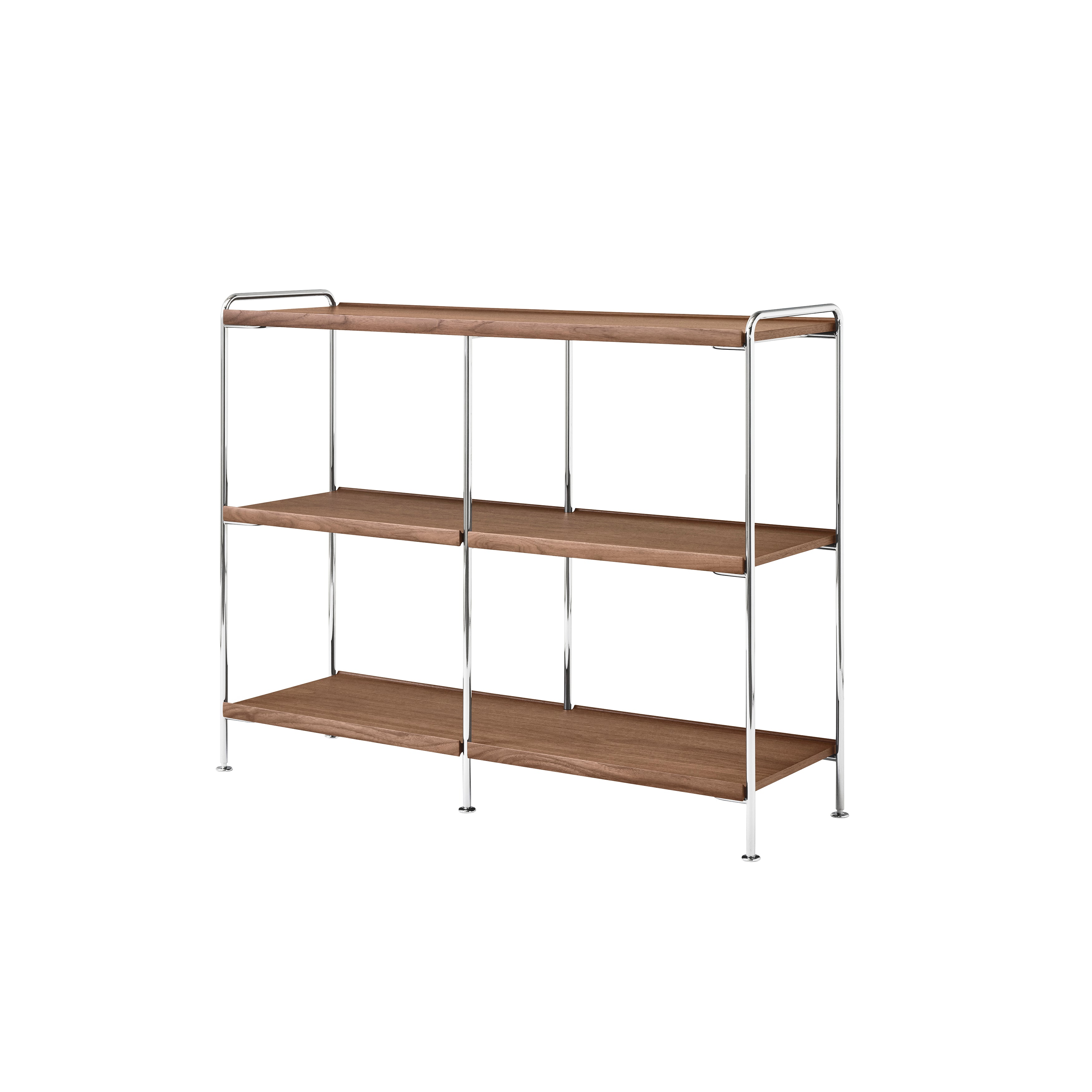 Alima Storage Shelving: NDS5 + Chrome + Lacquered Walnut