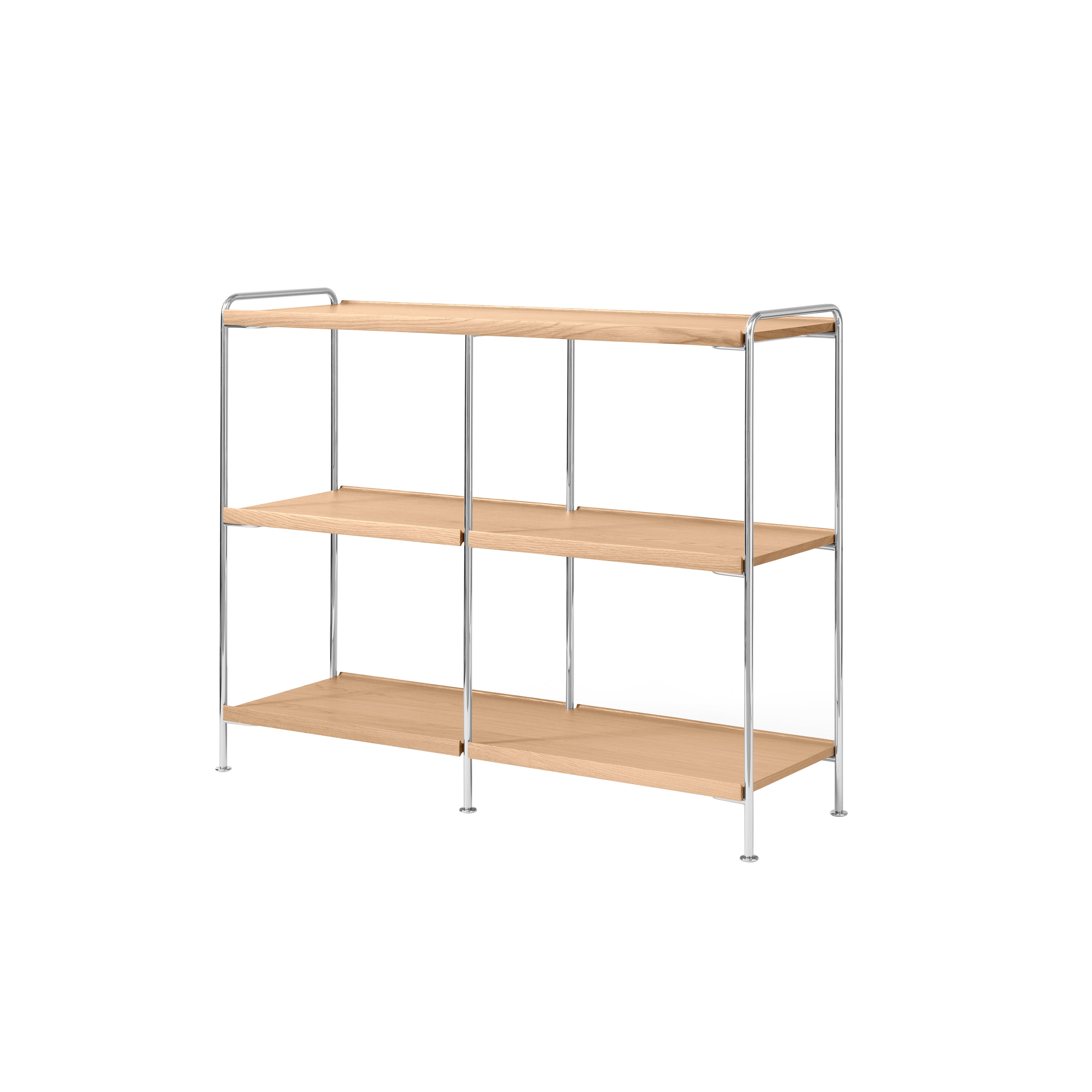 Alima Storage Shelving: NDS5 + Chrome + Lacquered Oak